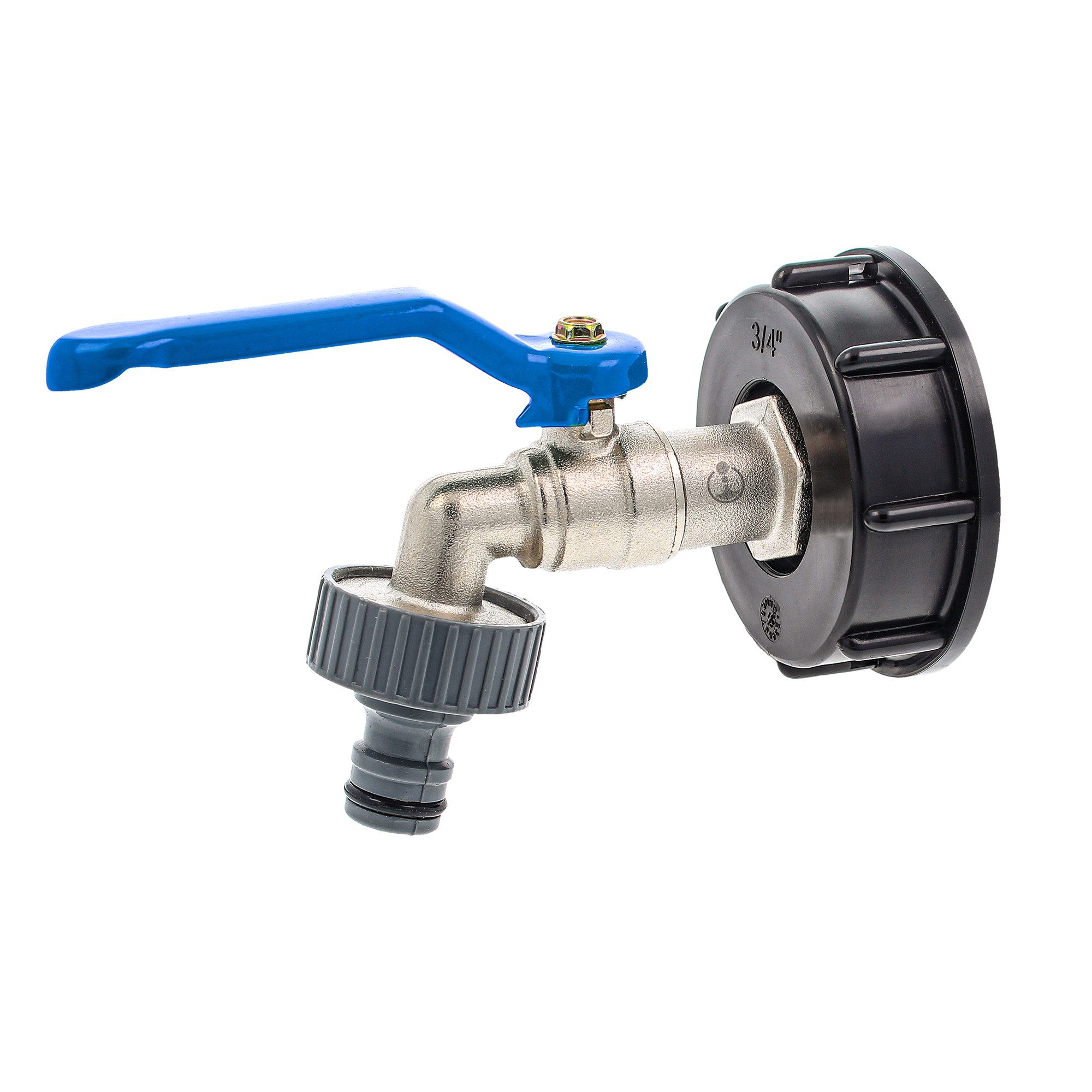 tecuro Regenwassertank Kugelauslaufventil mit Steckkupplung/Schnellkupplung und IBC Adapter