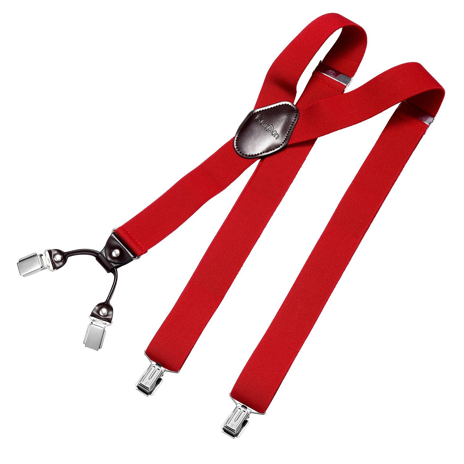 DonDon Hosenträger für Herren 3,5 cm breit 4 Clips mit braunem Leder längenverstellbar (1-St) Y-Form, verstellbar mit Clipverschluß, elastisch