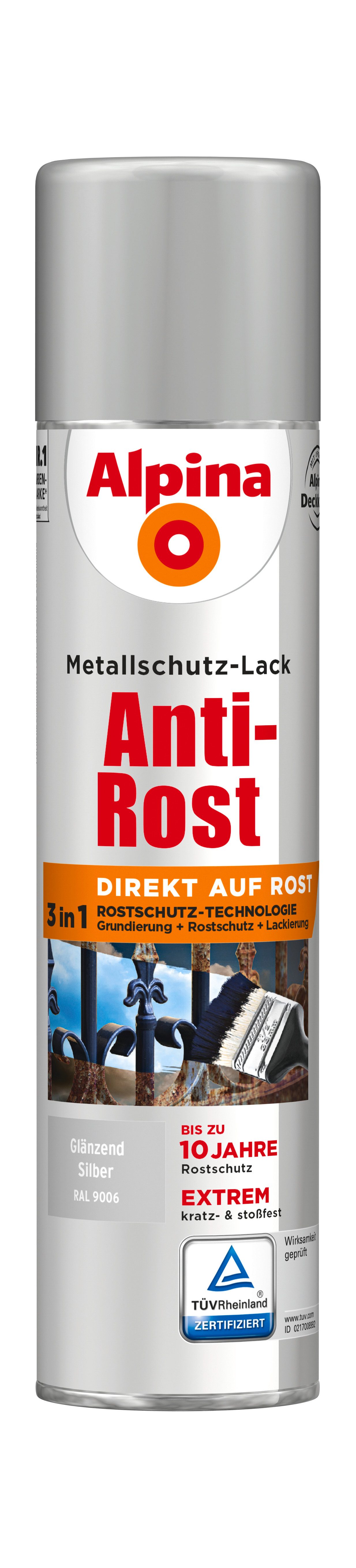 Alpina Metallschutzlack Metallschutzlack Anti-Rost 400ml Sprühdose glänzend