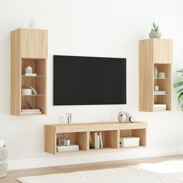 vidaXL TV-Schrank 5-tlg Wohnwand mit LED-Beleuchtung Sonoma-Eiche Holzwerkstoff