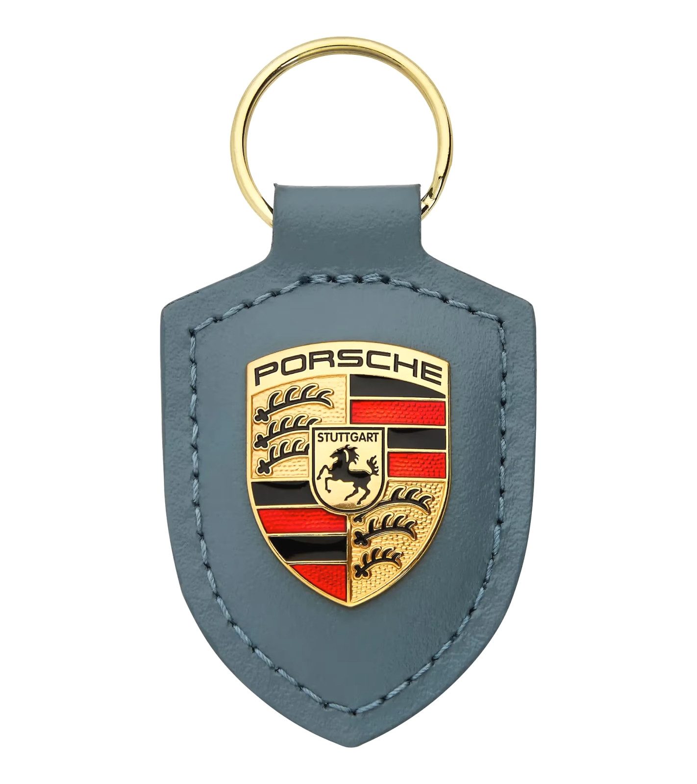 Porsche Schlüsselanhänger Schlüsselanhänger Wappen Leder Shoreblue blau met günstig online kaufen