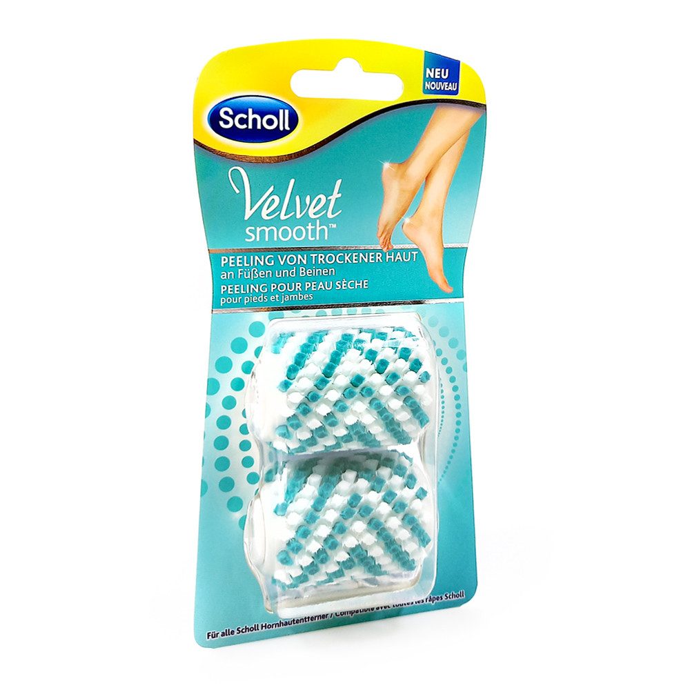 Scholl Peelingbürstenaufsatz Scholl Velvet Smooth Peelingbürsten-Aufsatz für trockene Haut 2er Pack