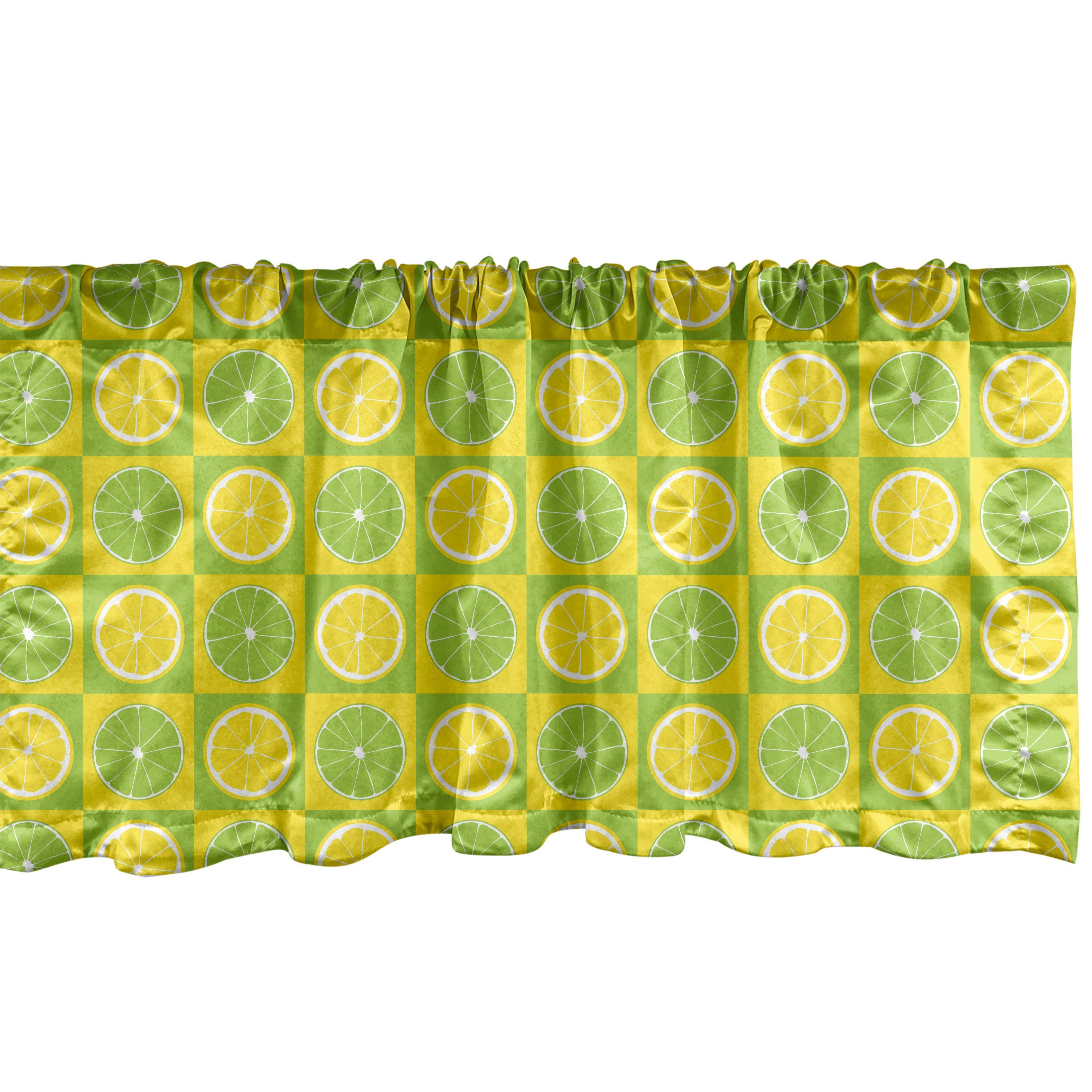 Scheibengardine Vorhang Volant für Küche Lime Green Pop-Art Microfaser, Abakuhaus, Lemon Lime mit Stangentasche, Schlafzimmer Dekor
