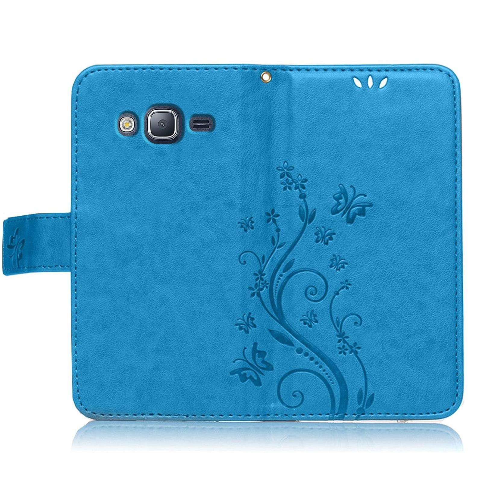 Numerva Handyhülle Bookstyle Flower für Samsung Galaxy J3 / J3 2016, Handy Tasche Schutzhülle Klapphülle Flip Cover mit Blumenmuster