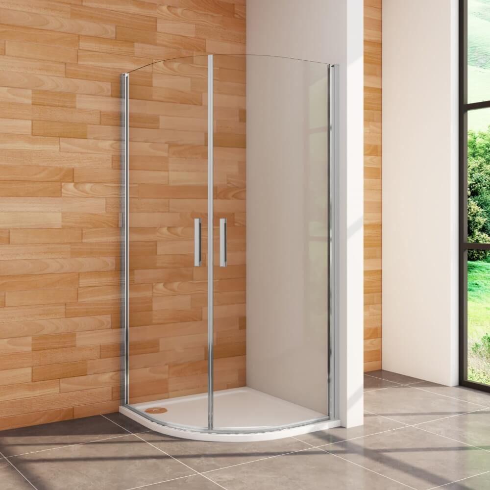 AICA Runddusche H:195cm Pendeltür Chrom mit Duschtasse Duschabtrennung Duschkabine, BxT: 80x80 cm, Sicherheitsglas, ebenerdiger Einbau möglich