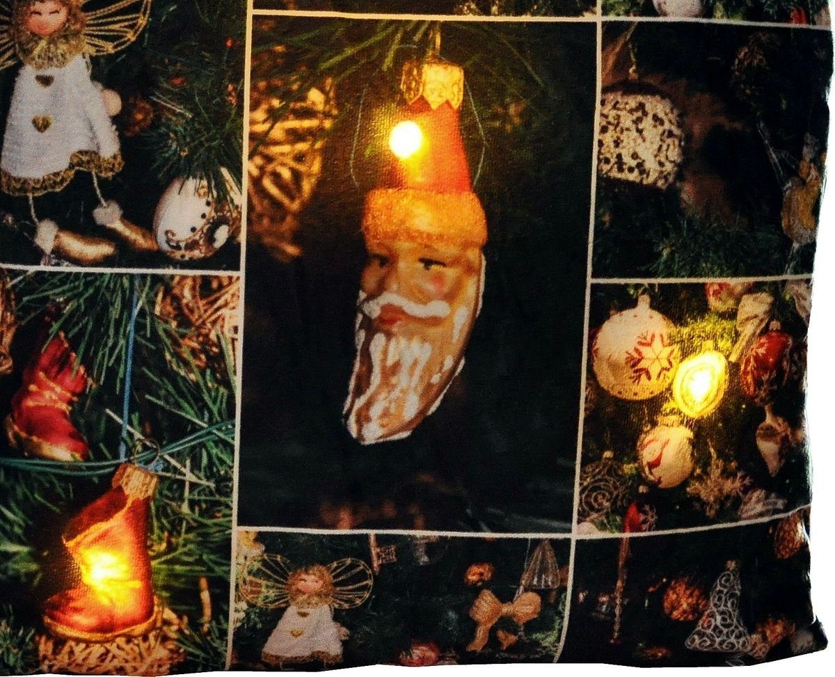 flackernder LED Beleuchtung JACK Fotokissen, Kissen Dekokissen Dekokissen, Dekokissen mit Weihnachtzeit 40x40cm Weihnachten zur