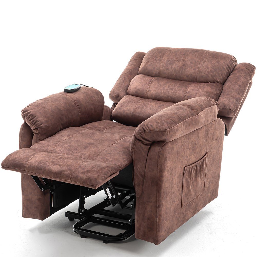 TV-Sessel (Fernsehsessel mit Aufstehhilfe, elektrisch Relaxsessel mit Fernbedienung, bis 150 kg belastbar), Massagesessel mit Liegefunktion, Wärmefunktion und Vibrationsmassage