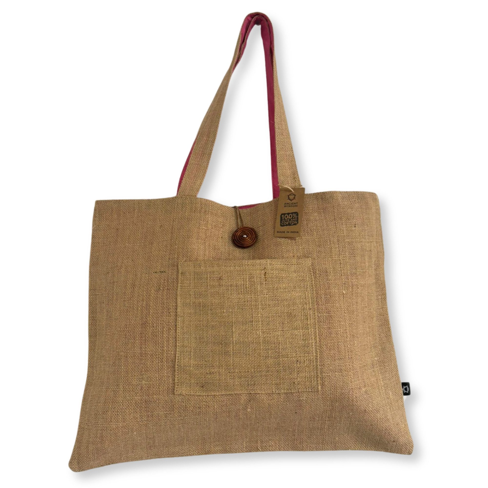 Bali-Homedecor Tragetasche Wendbare Große Tasche aus Jute und Baumwolle - Rosa