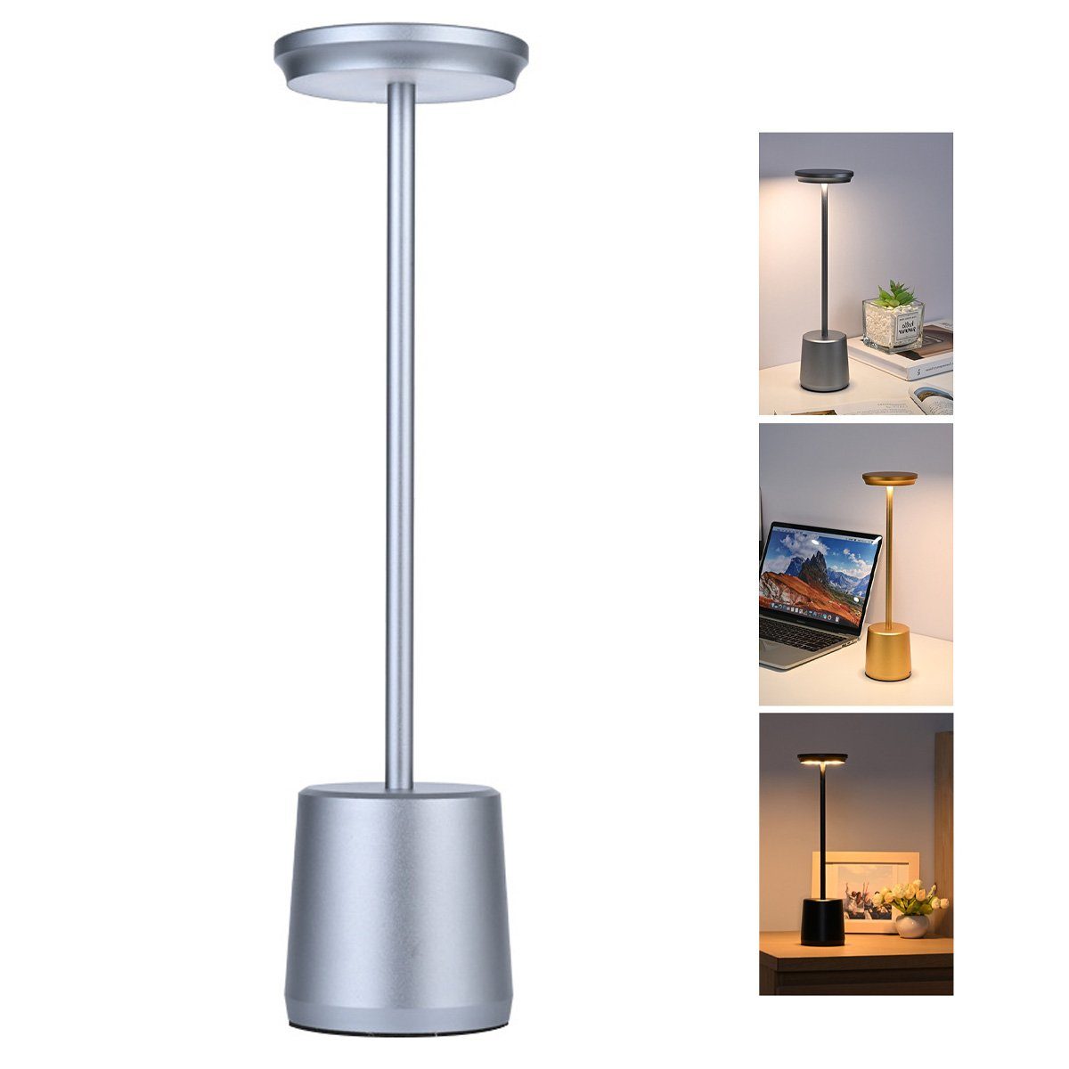 aus Welikera Schreibtischlampe Schreibtischlampe,490*340mm 1.6W Aluminium,Dimmbar, Lampenkörper LED 2400mAh Grau