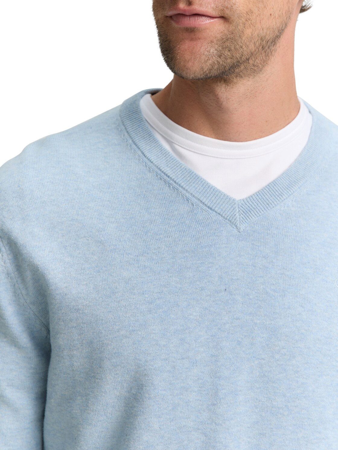 TOM TAILOR V-Ausschnitt-Pullover mit kleiner Logo-Stickerei