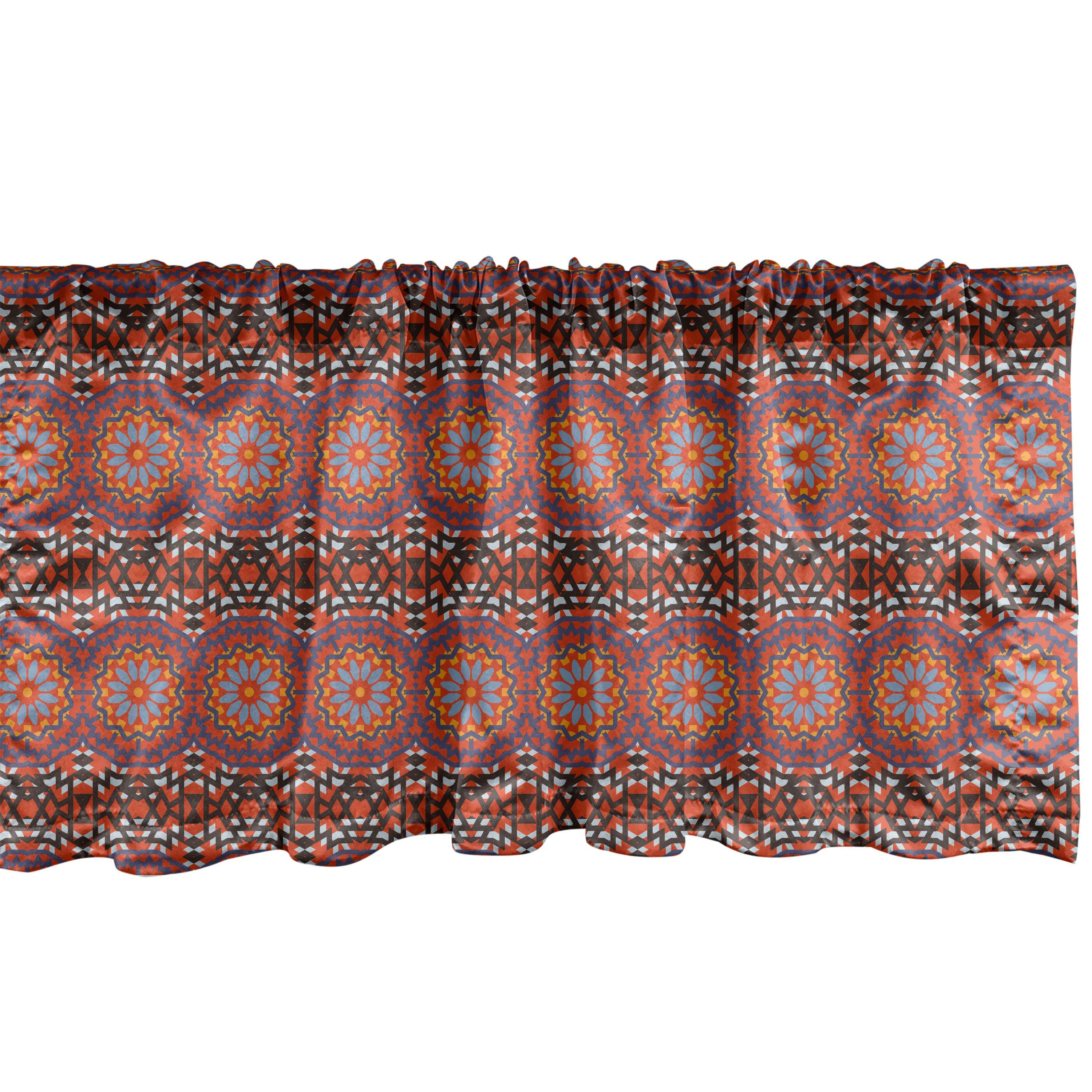 Scheibengardine Vorhang Volant für Küche Schlafzimmer Dekor mit Stangentasche, Abakuhaus, Microfaser, Ethnisch floral Bohemian