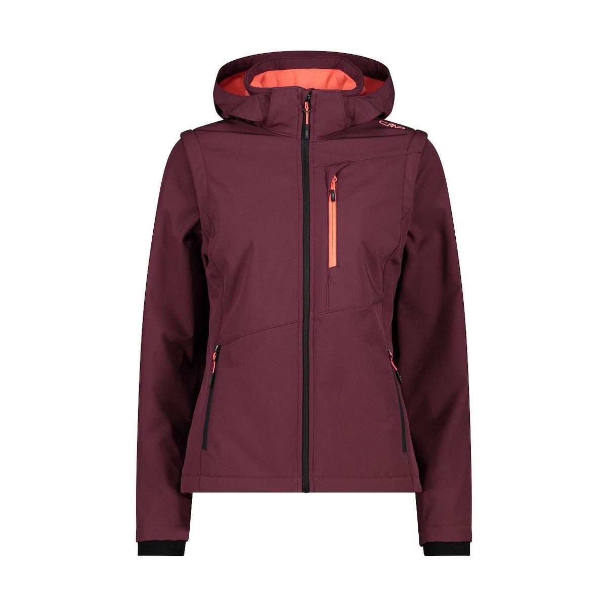 CMP Funktionsweste Woman Jacket Zip Hood With Detachable Sleeves Vielseitige Softshell-Jacke mit abnehmbaren Ärmeln und Kapuze, ideal