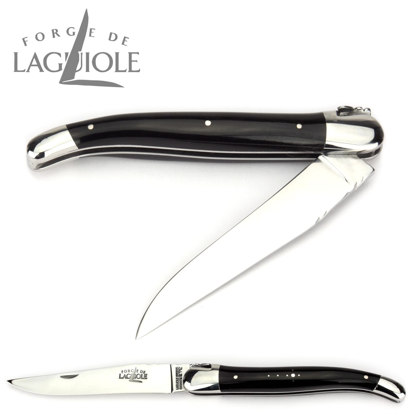 Forge de Laguiole Taschenmesser 1212 F IN BN BRI, "Collection" - Griff 12cm Büffelhorn - Feder verziert - Stahl glänzend