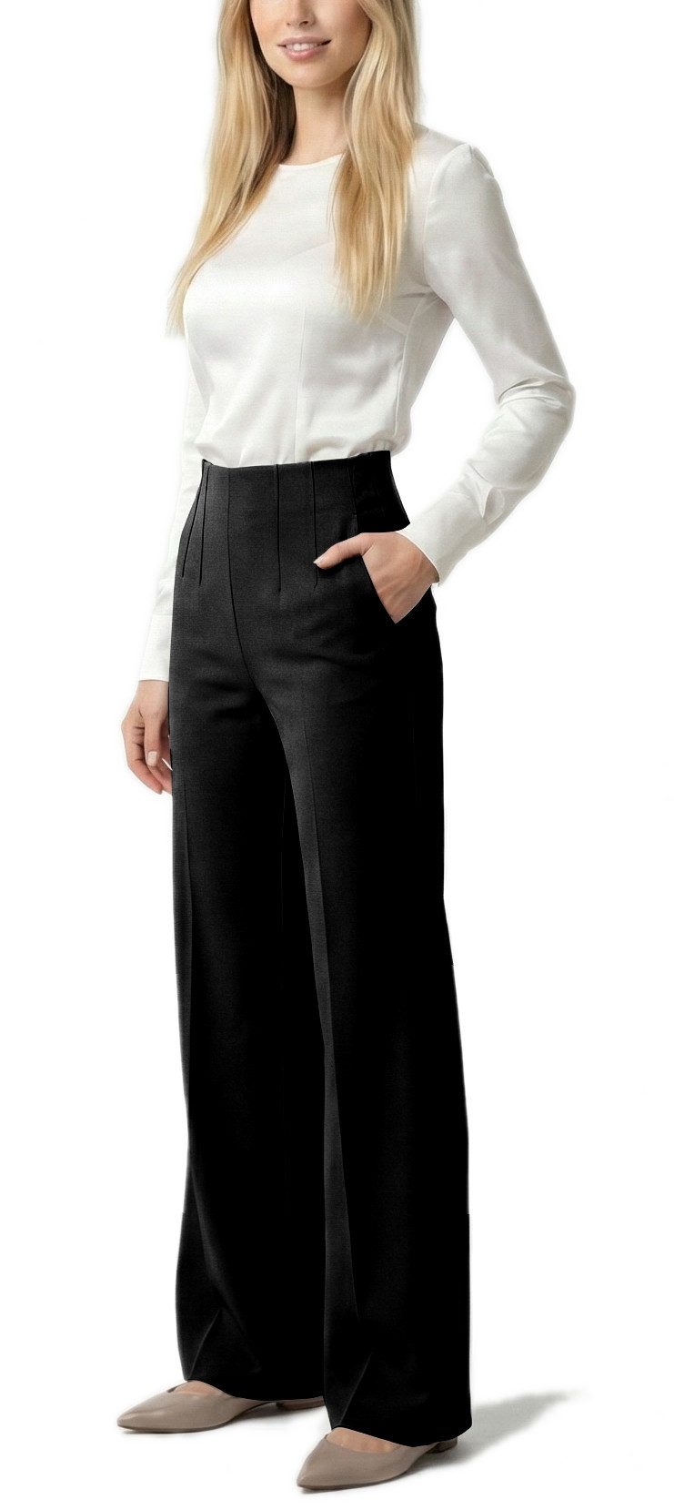 dy_mode Anzughose Damen Freizeithose Palazzohose Stoffhose High Waist Stret günstig online kaufen