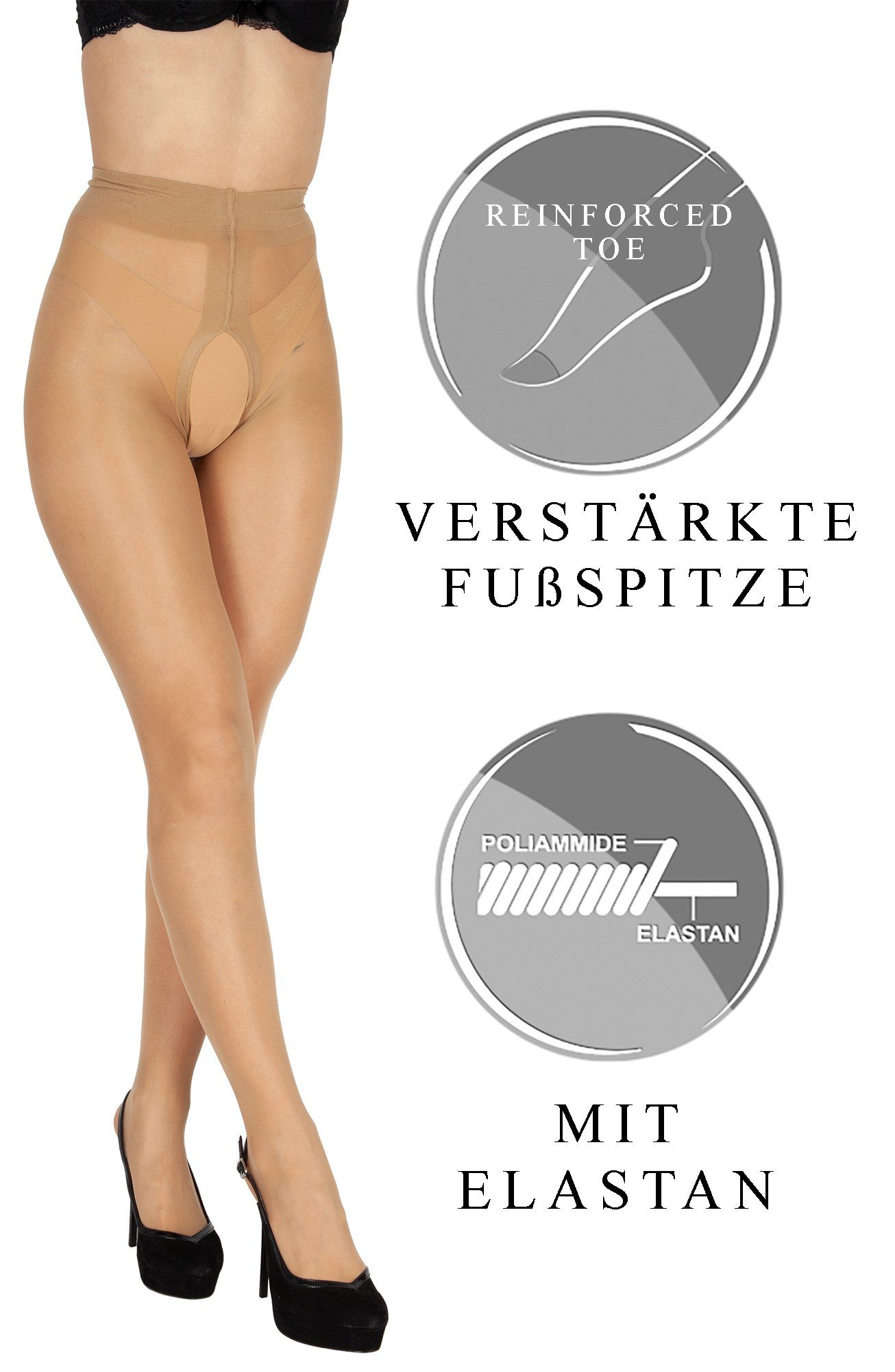 Ouvert Öffnung (1 Große Plus St) Ouvert Daino mit offenem Strumpfhose 20 DEN Schritt Strumpfhose BANANALU