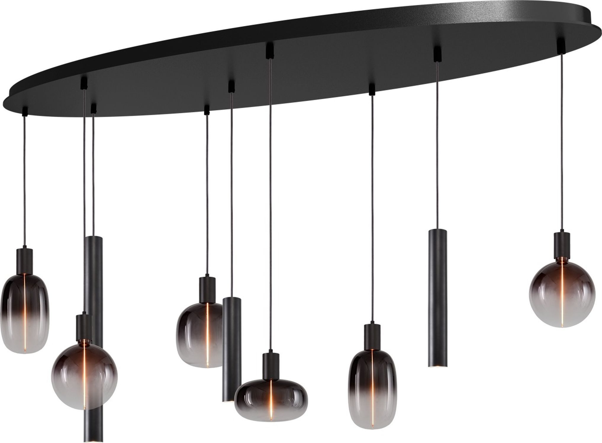 Licht-Erlebnisse Pendelleuchte TRUBO, ohne Leuchtmittel, Metall H: max. 130 cm Schwarz E27 Kugelschirm Modern