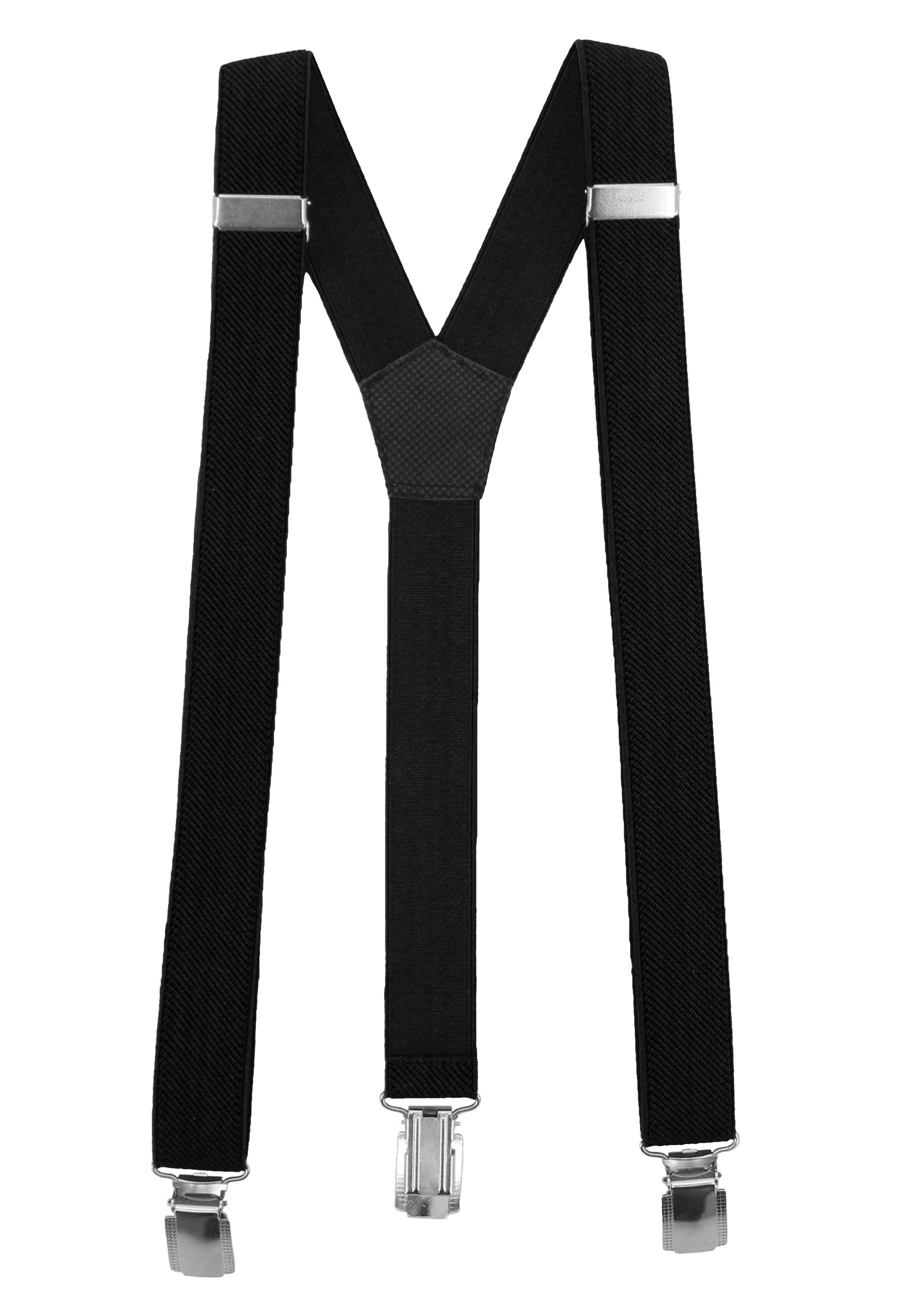 Fabio Farini Hosenträger Schmales Y-Design mit 2,5cm Breite verstellbar mit extra starken Clipverschluss, Schwarz