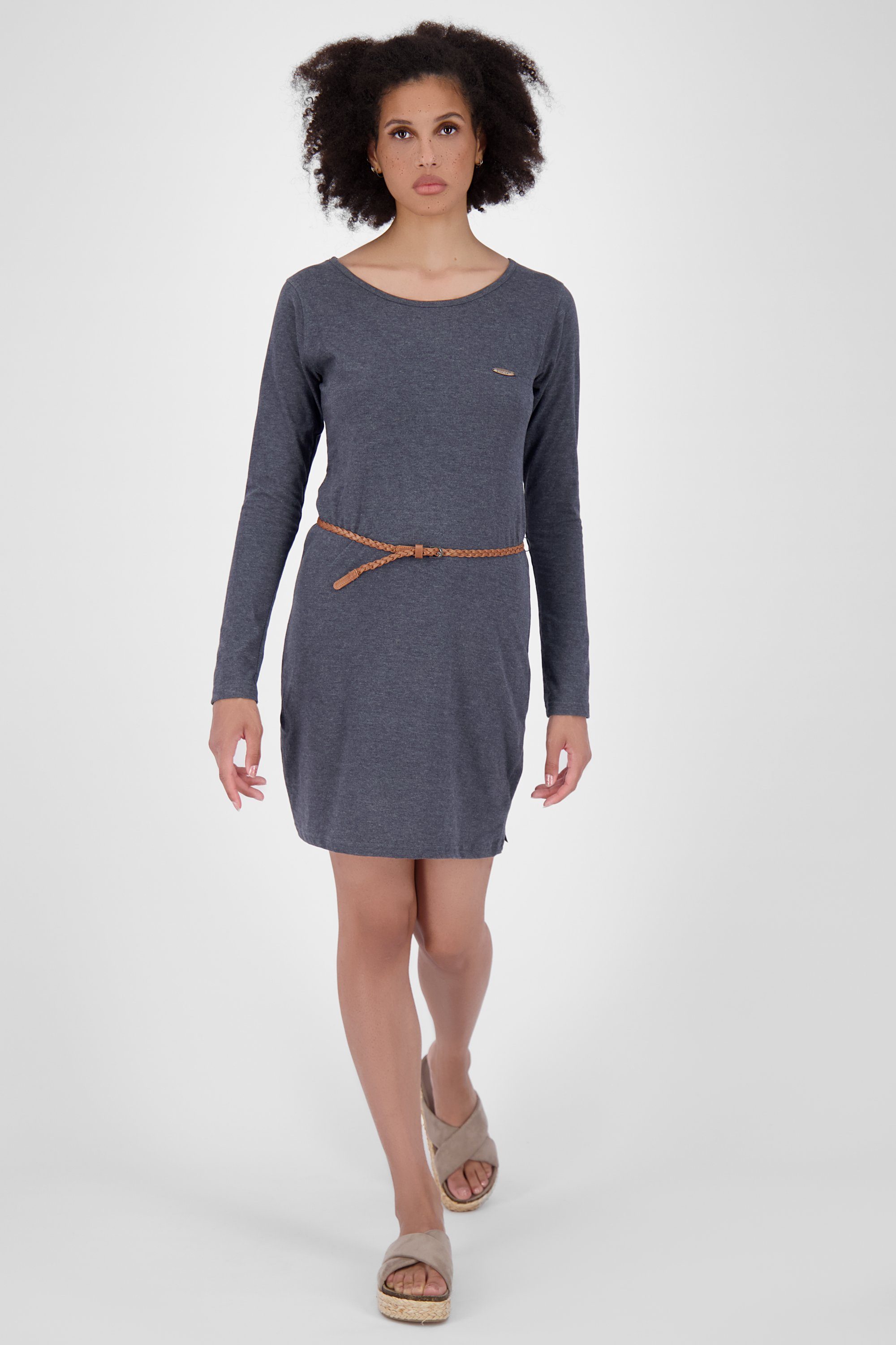 Blusenkleid Kickin Longsleeve Alife Sommerkleid, Damen Dress marine & Kleid A melange EllinAK