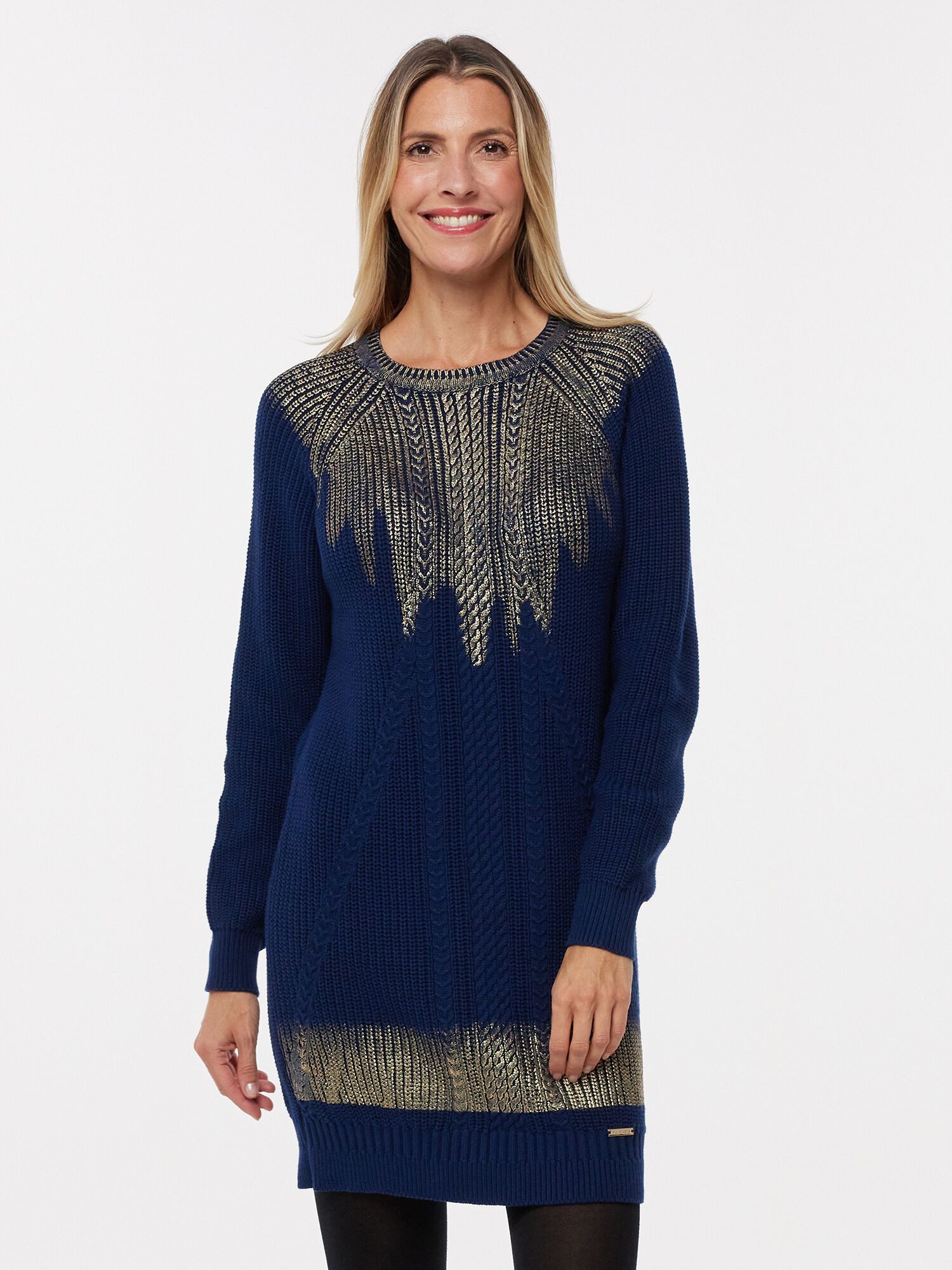 Sarah Kern Druckkleid Pullover Figurumspielend mit günstig online kaufen