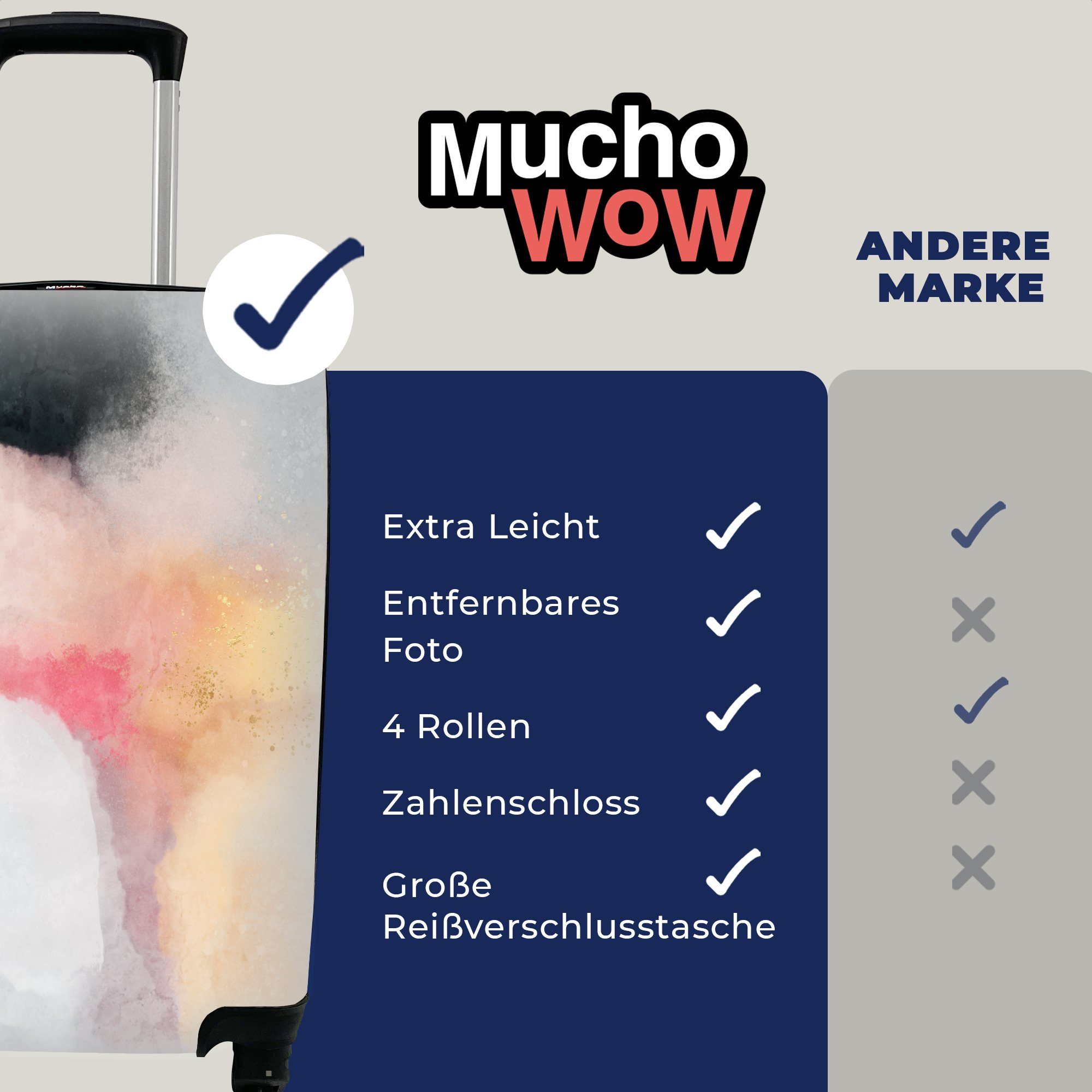 MuchoWow Handgepäckkoffer Malerei - Abstrakt mit Handgepäck Ferien, Rollen, Reisekoffer 4 rollen, Reisetasche Trolley, Design, - für