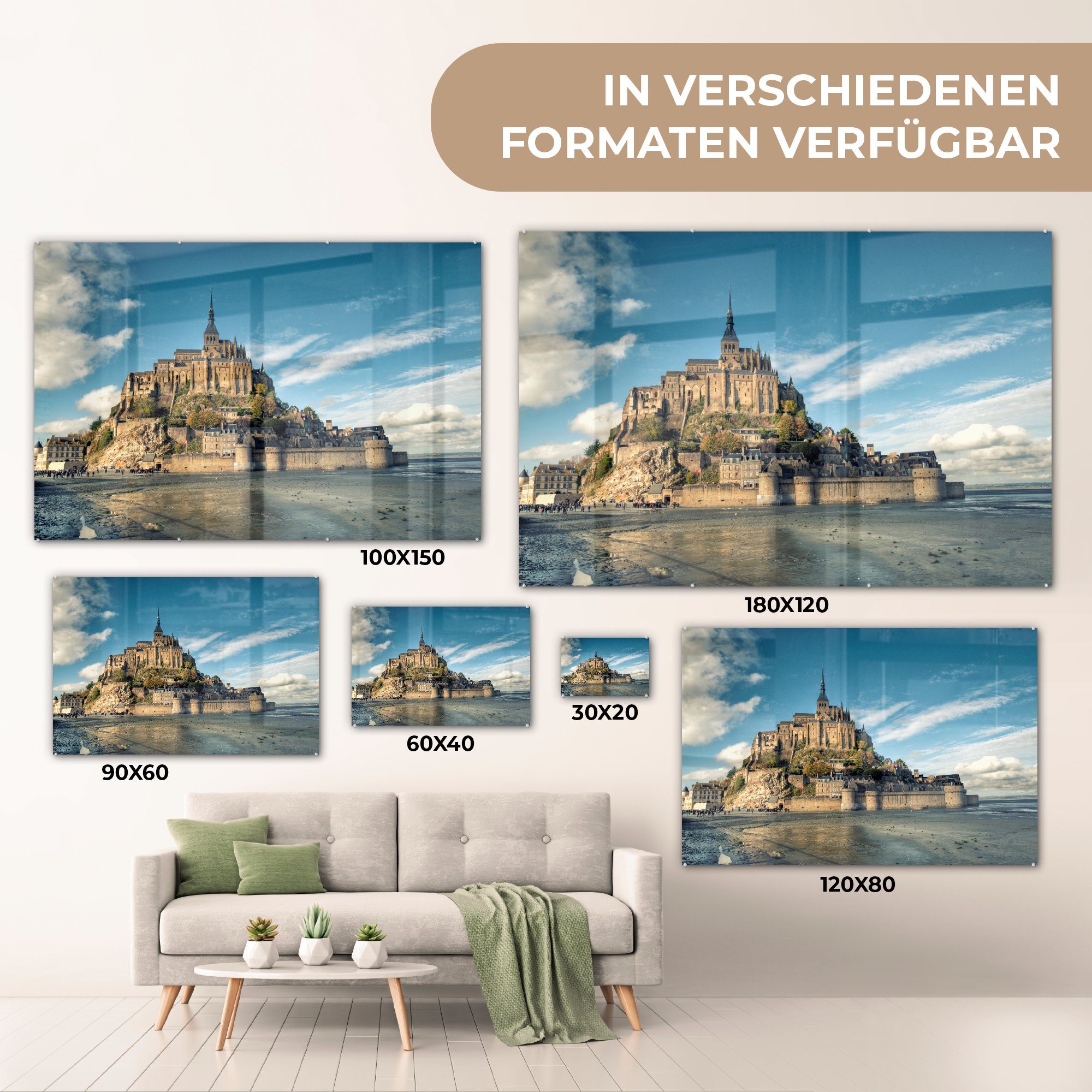 Acrylglasbilder Schlafzimmer Schloss MuchoWow Frankreich Wasser, St), & - - Wohnzimmer (1 Acrylglasbild