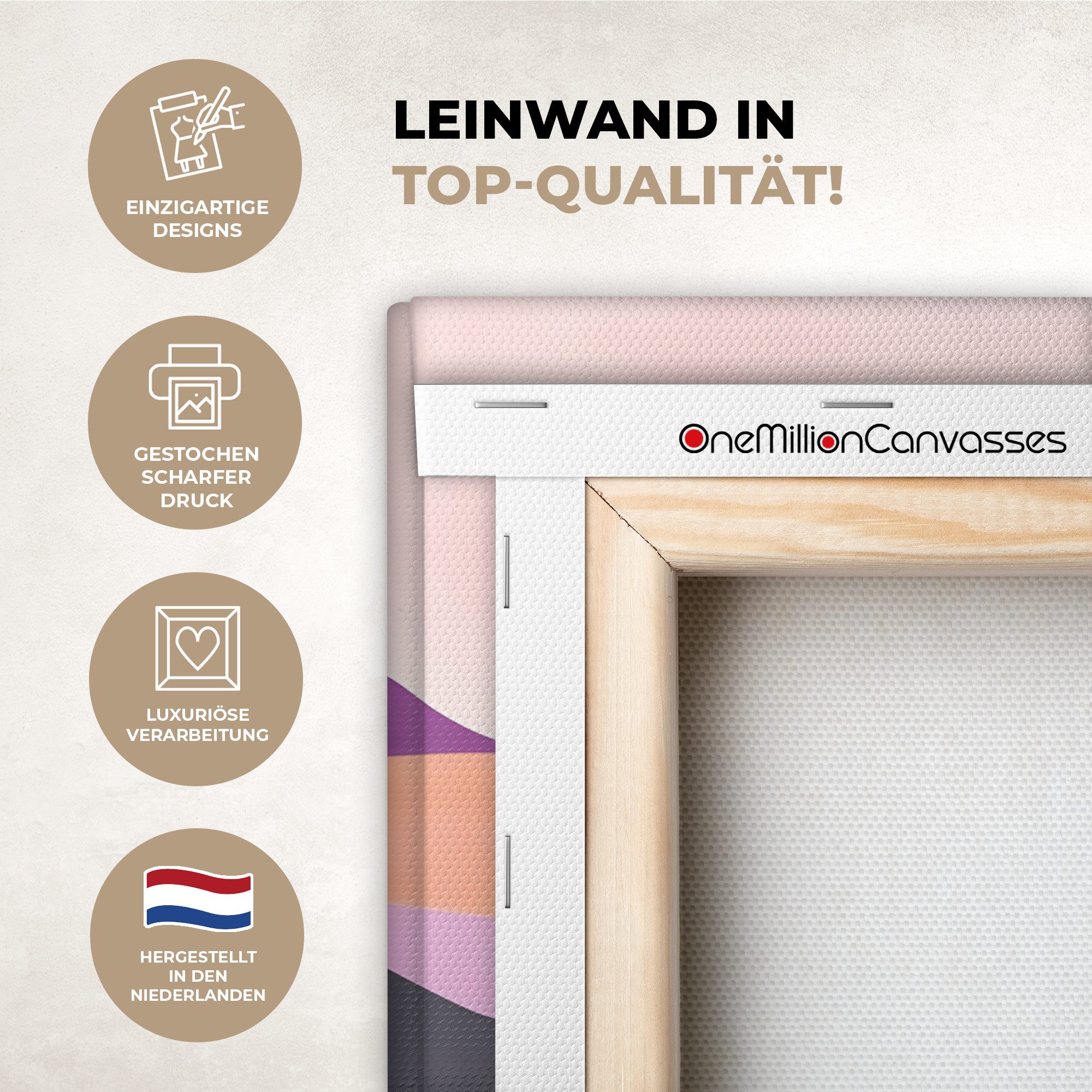 OneMillionCanvasses® Leinwandbild Abstrakt - Hügel - Bäume - Grün, Fotodruck (1 St), Wandbild, Deko Schlafzimmer Wohnzimmer Flur 20x20 cm