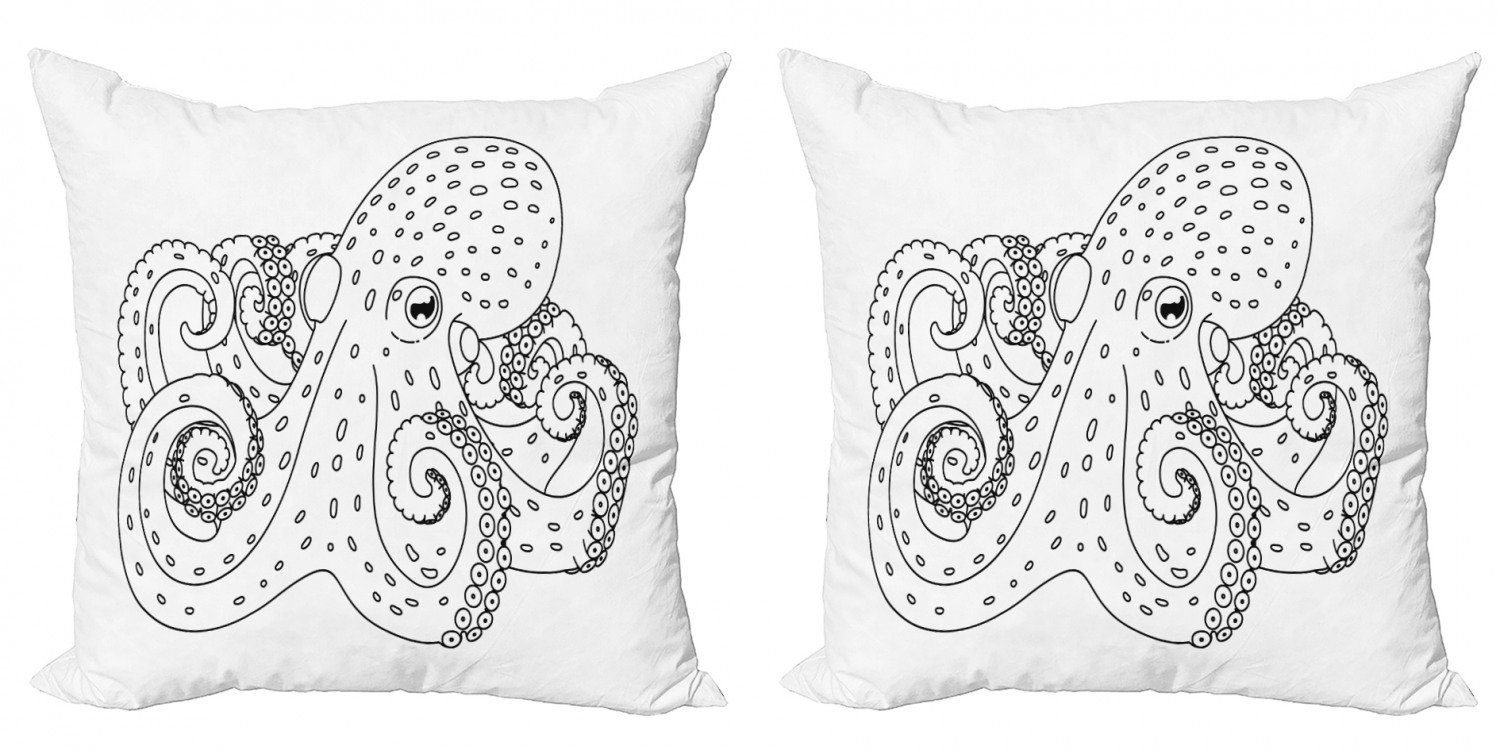 Digitaldruck, (2 Stück), Bild Cartoon Abakuhaus Accent Modern Kissenbezüge Doppelseitiger Tintenfisch Seetier
