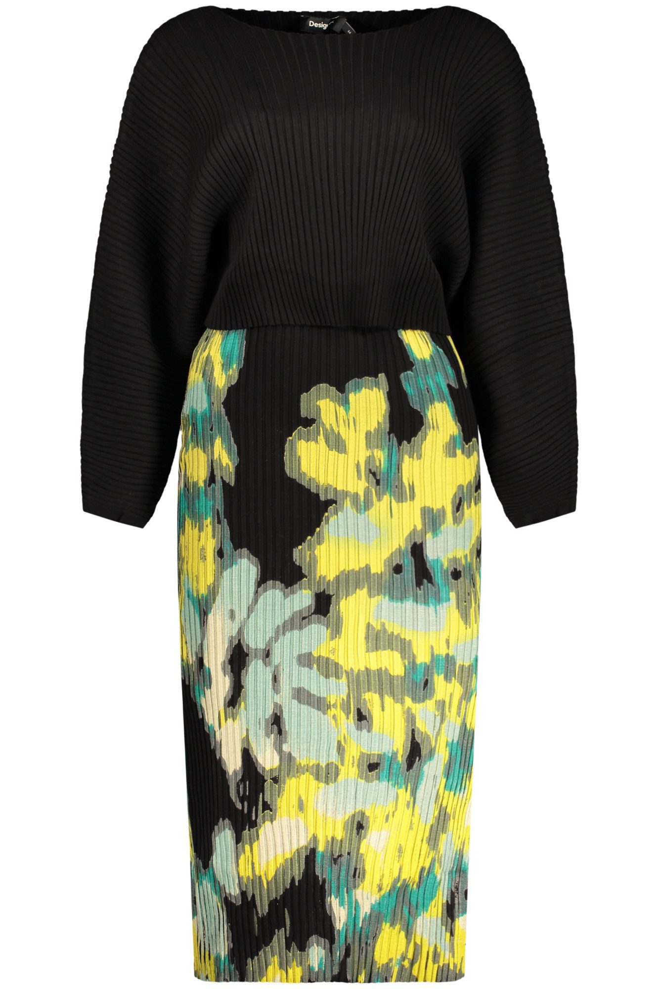 Desigual Partykleid Elegantes Schwarzes Langes Kleid mit Bolero & Kontrastdetails