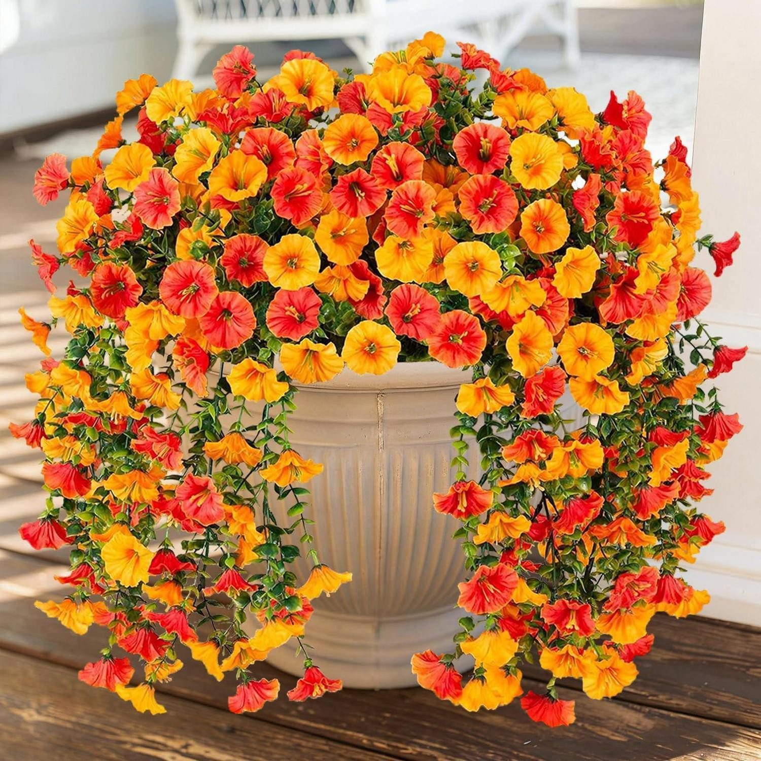 Kunstblume Hängepflanze Künstlich 4er Set Gelb Orange 75cm, LuxusKollektion, Höhe 75 cm