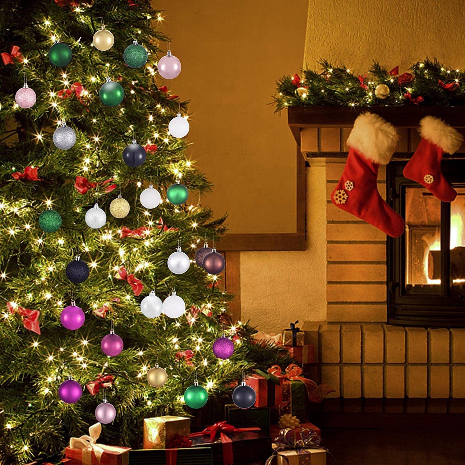 Weihnachtskugeln Weihnachtsfeier Schwarz Stück Christbaumkugeln, Weihnachts Weihnachtsbaumkugel 6cm Schmuck Weihnachtsdeko, - Rutaqian 24