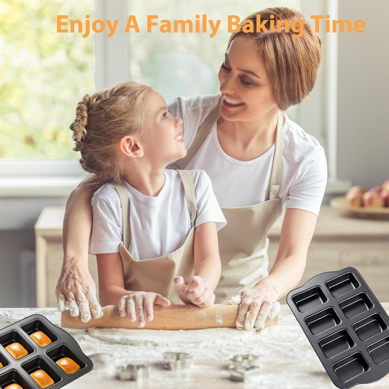 LuxusKollektion Kastenform Mini Kuchenbackform 8er Rechteck Antihaft, (8-tlg)