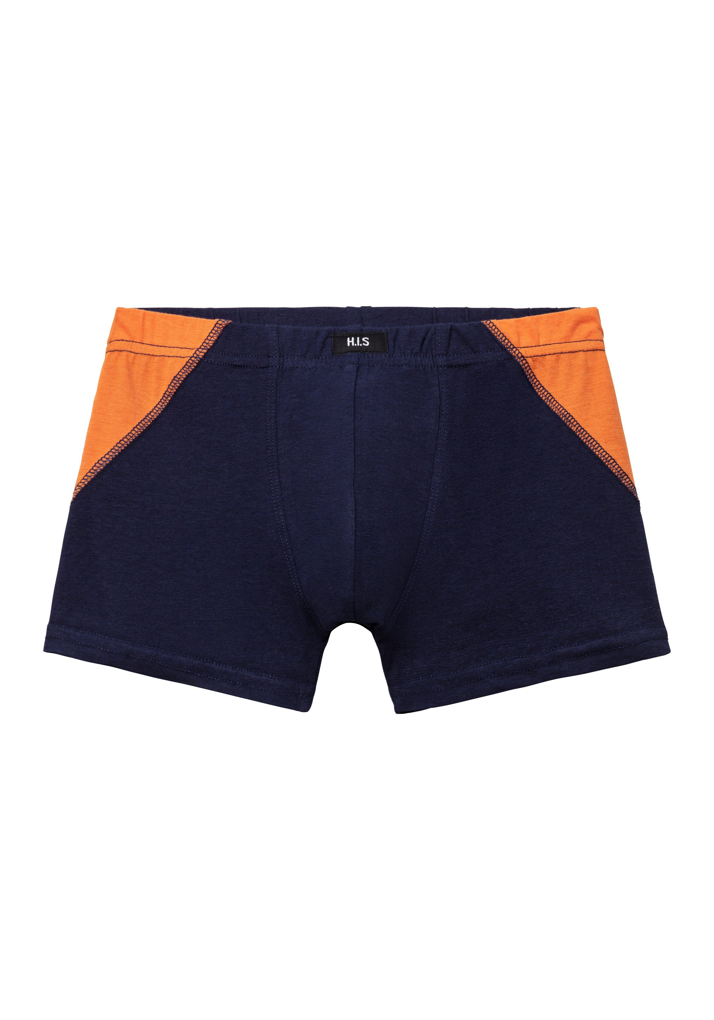 H.I.S Boxer (Packung, 4-St) marine-orange für coolem orange-marine, einen mit Auftritt marine-blau, Colorblocking sportlichen blau-marine
