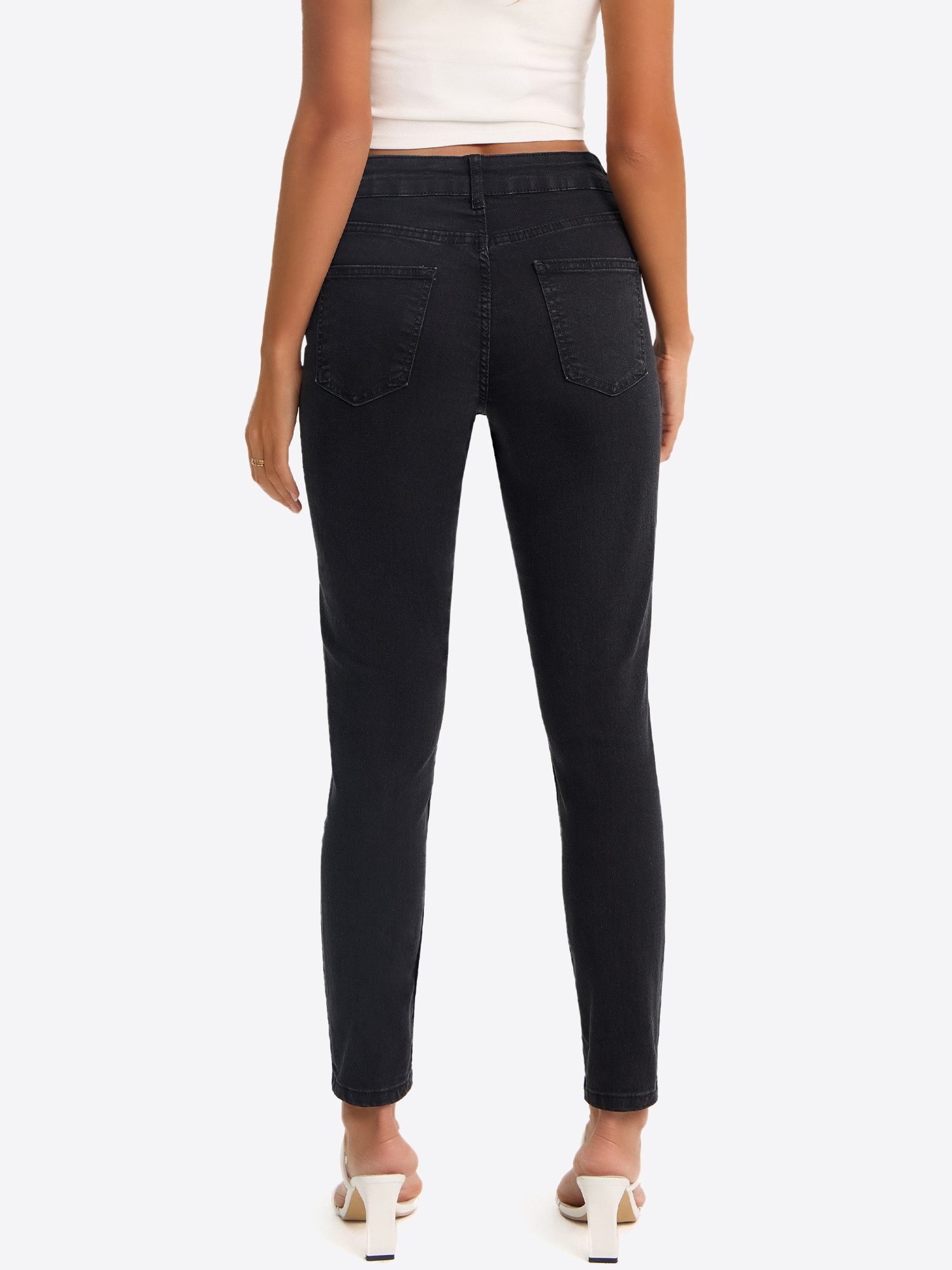 Imily Bela 7/8-Jeans Damen High-Waist Ankle-Jeans Slim Fit Denim (Packung, 1-tlg., 1per-Pack) in Unifarbe
