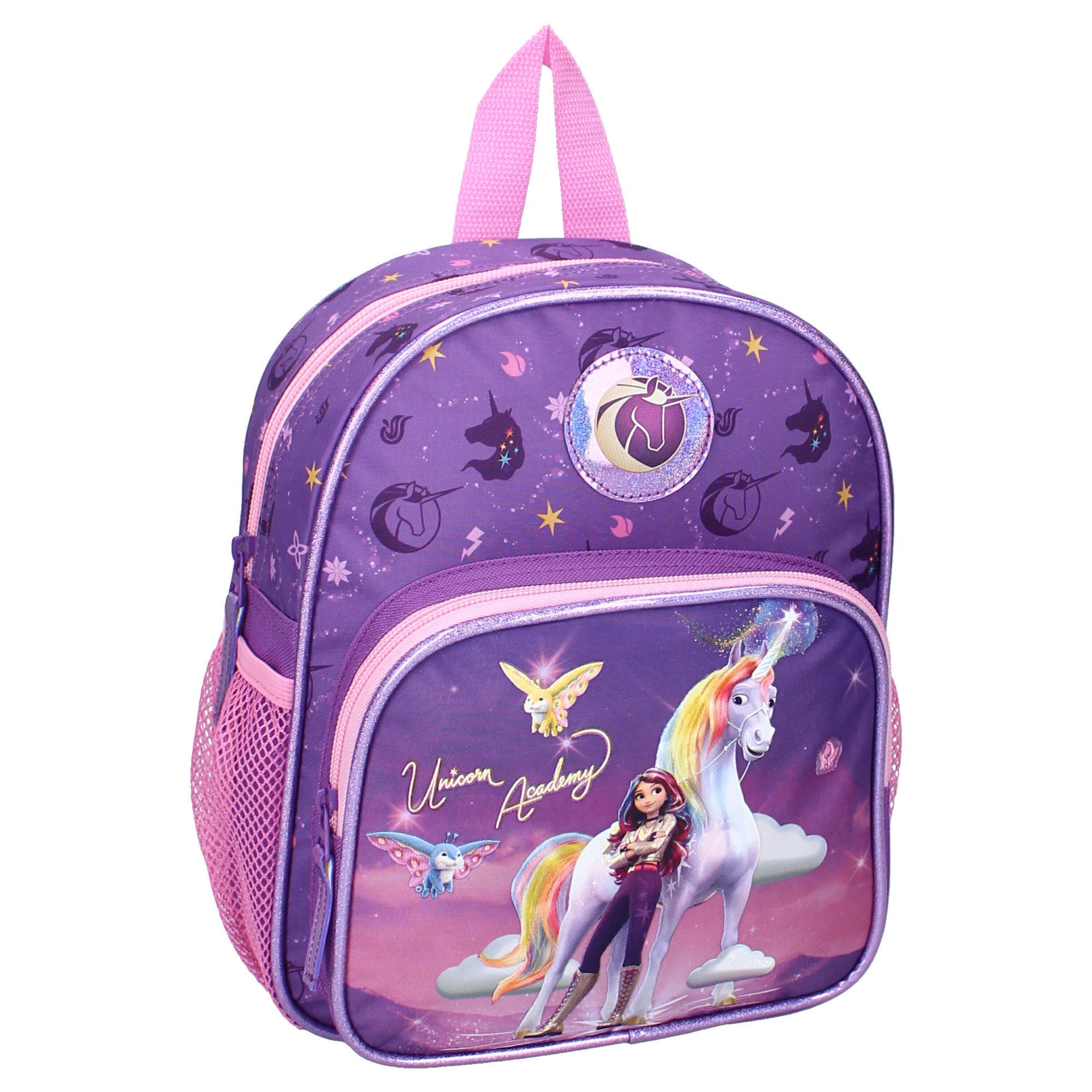 Vadobag Kindergartentasche Rucksack Unicorn Academy It's Fate Kinderrucksack Lila Rosa 29 cm