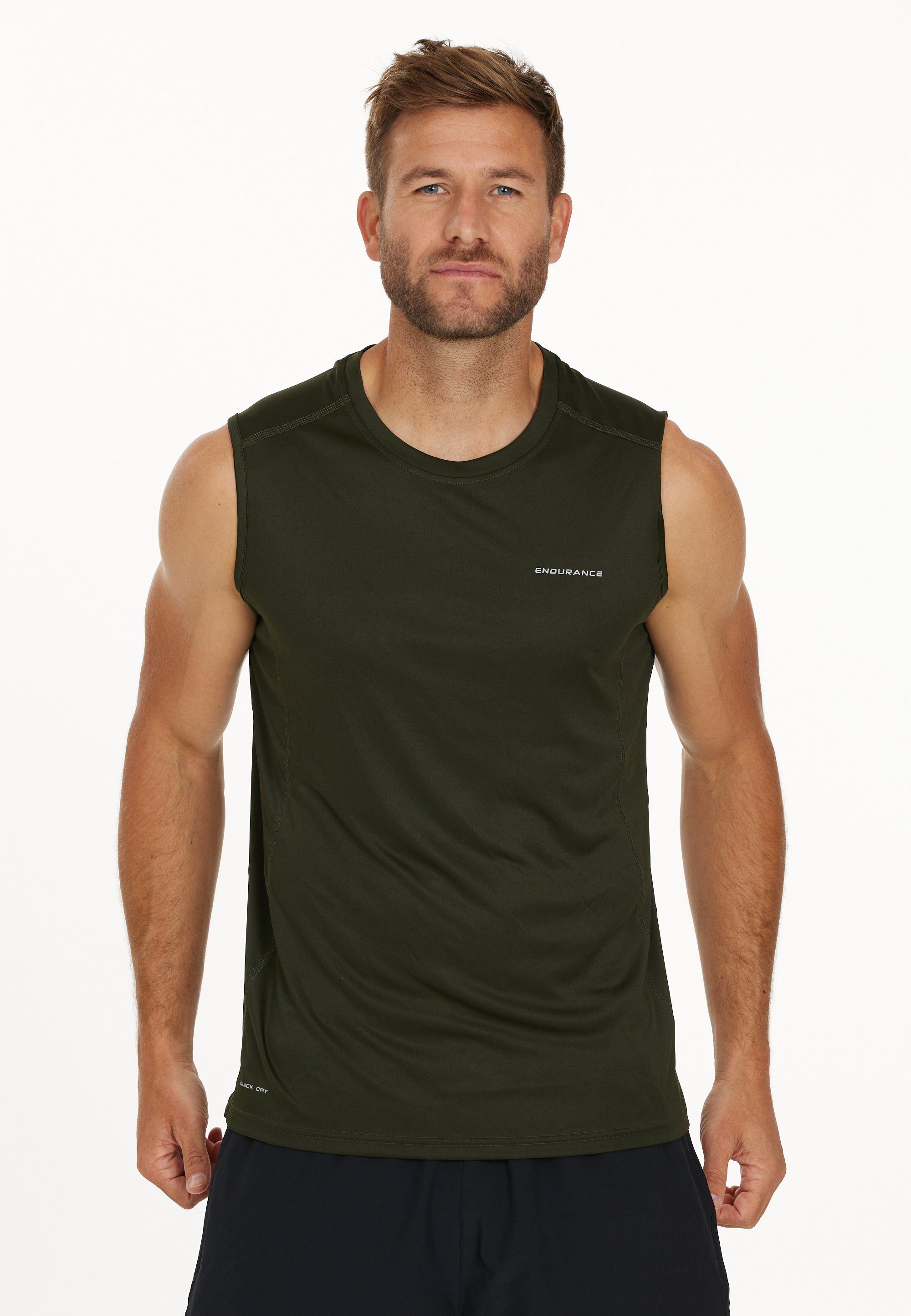 olivgrün Muskelshirt DRY-Technologie Landeer QUICK praktischer ENDURANCE (1-tlg) mit