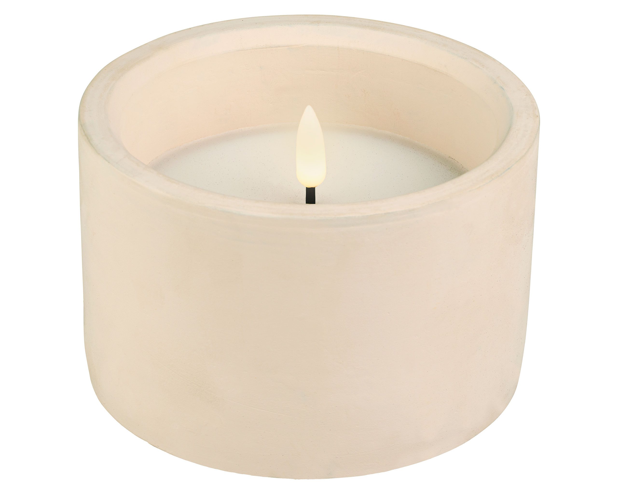 Lumineo LED-Kerze, LED Kerze mit Timer 12x8cm Wachs Beton Weiß / Warmweiß günstig online kaufen