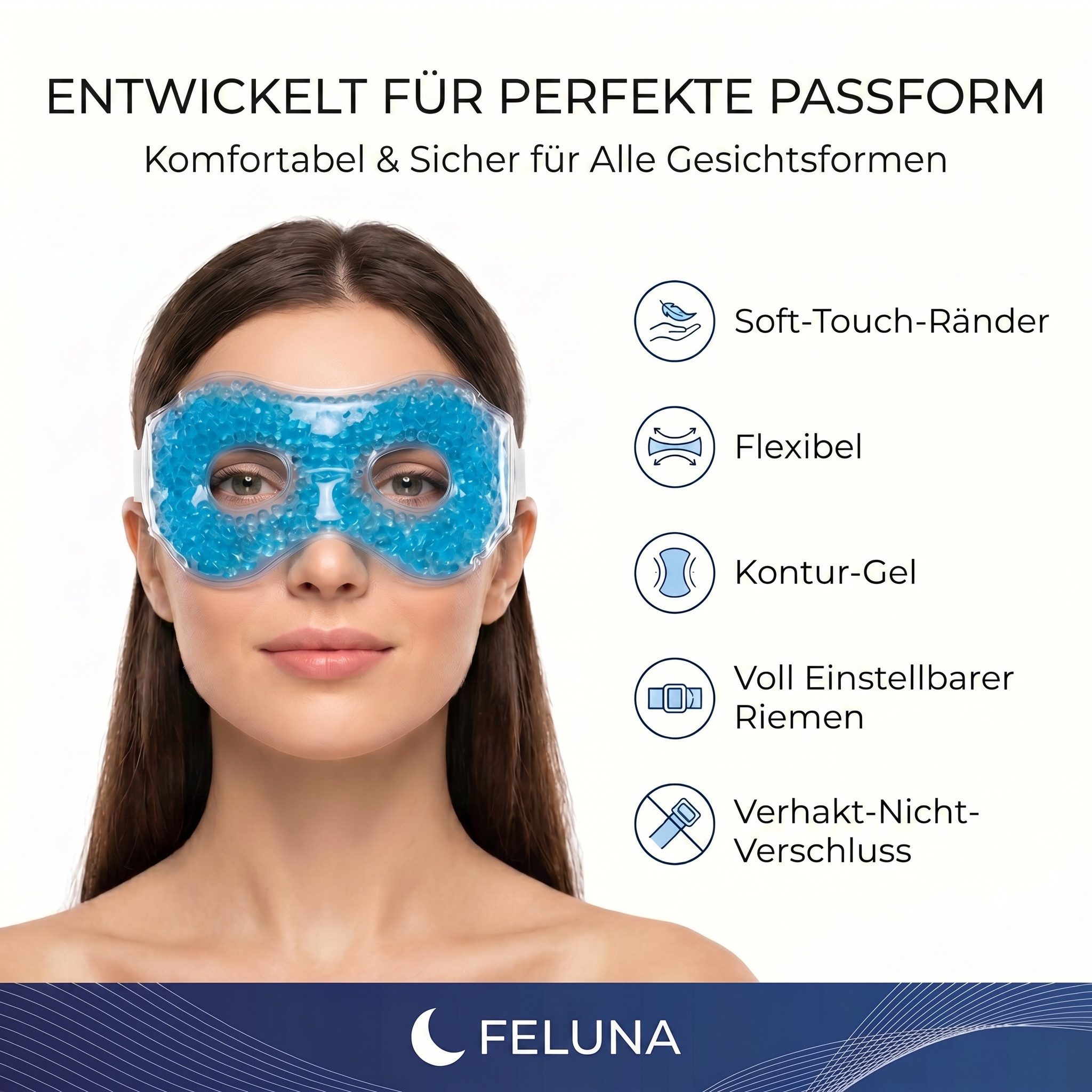 Feluna Gesichtsmaske FELUNA kühlmaske gesicht für Augen-Entspannungs&Kältetherapie Maske Kühlmaske, Entspannungsmaske Kühlende Maske