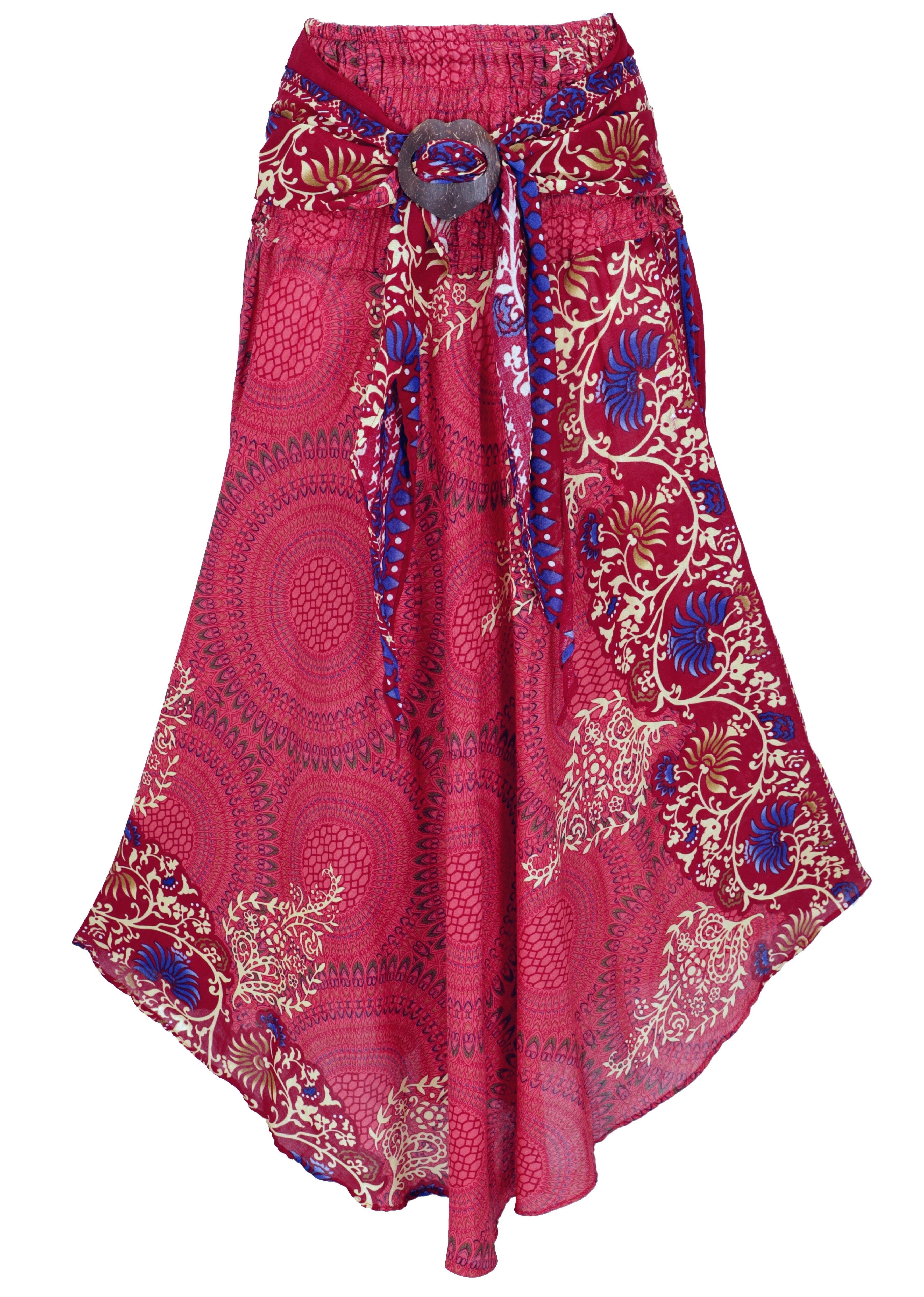 Guru-Shop Minirock Boho Sommerrock, Maxirock Hippie chic - rot alternative günstig online kaufen