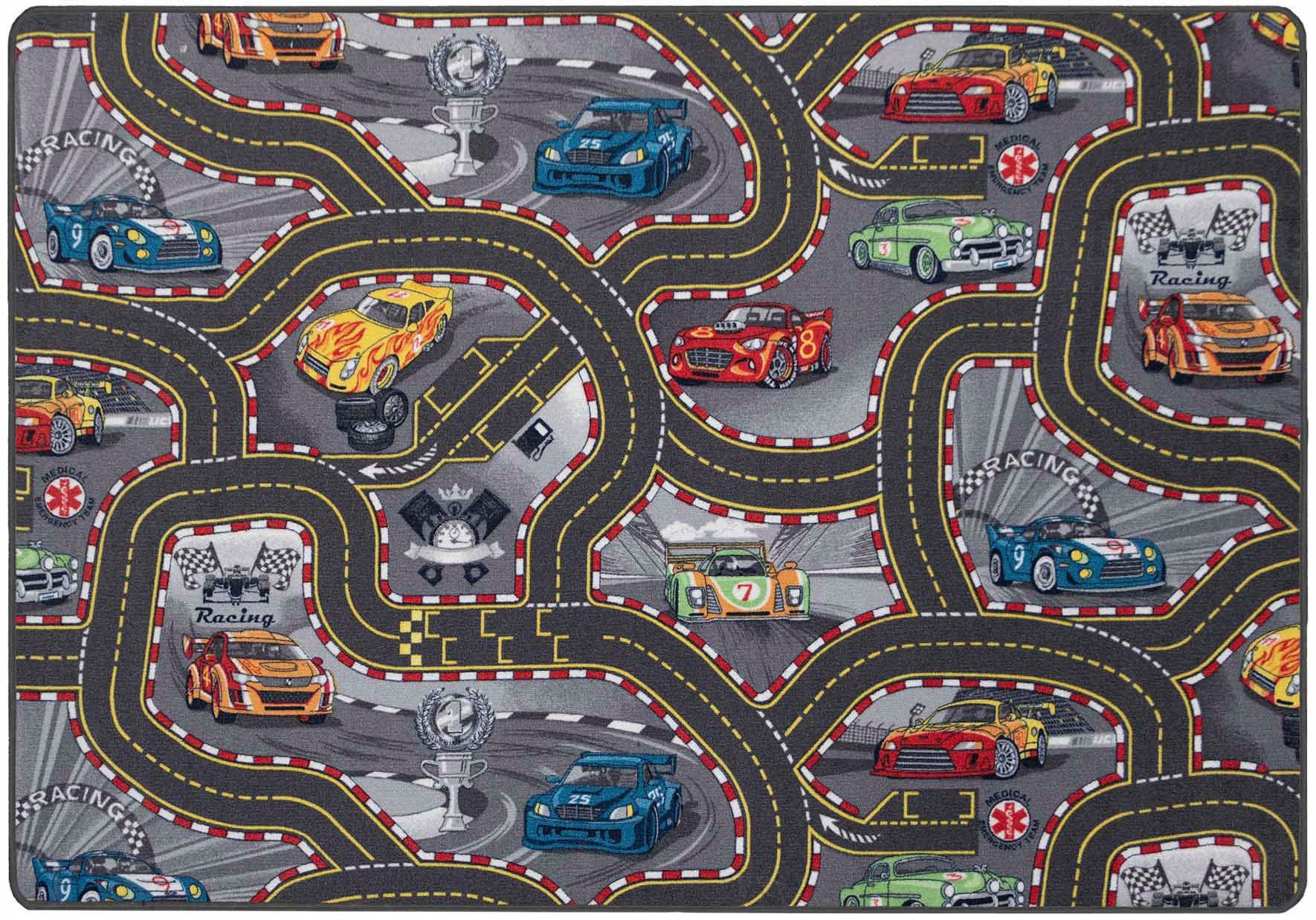 Kinderteppich Spielteppich CARS, Primaflor-Ideen in Textil, rechteckig, Höhe: 6,5 mm, Kurzflor, Straßen-Spiel-Teppich, Motiv Autos, Kinderzimmer