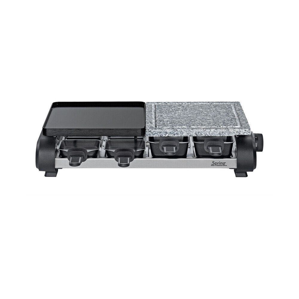 Spring Raclette Raclette für 8 47x22 cm Basic schwarz, Ø21cm, Edelstahl mit Aluminiumkern, schwarz, Induktion, alle Herdarten