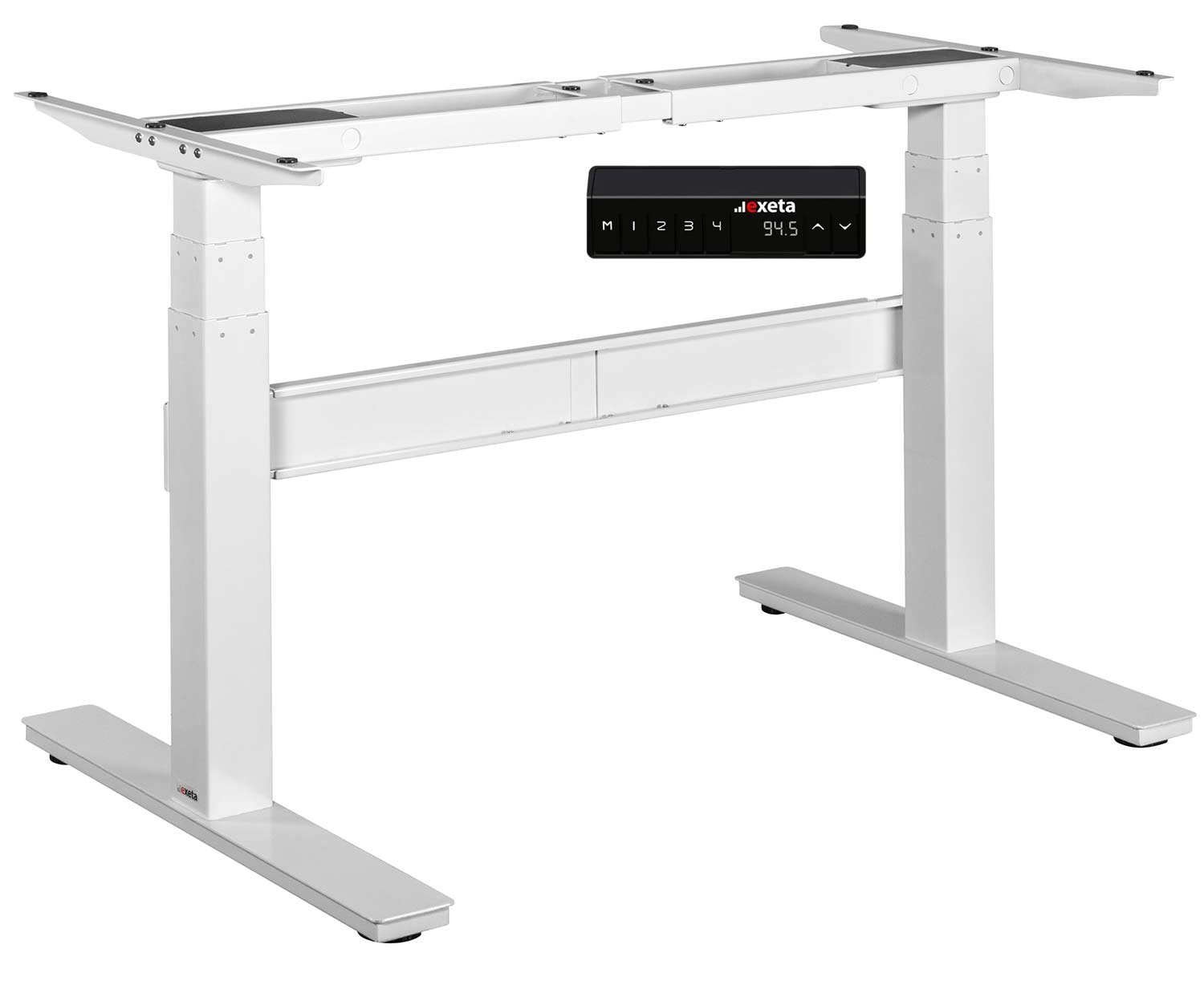 exeta Schreibtisch exeta ergoSMARTPLUS Elektrisch höhenverstellbarer  Schreibtisch mit 2 Motoren, 3-Fach-Teleskop, Memory-Funkt. und  Softstart/-stopp, höhenverstellbares Tischgestell