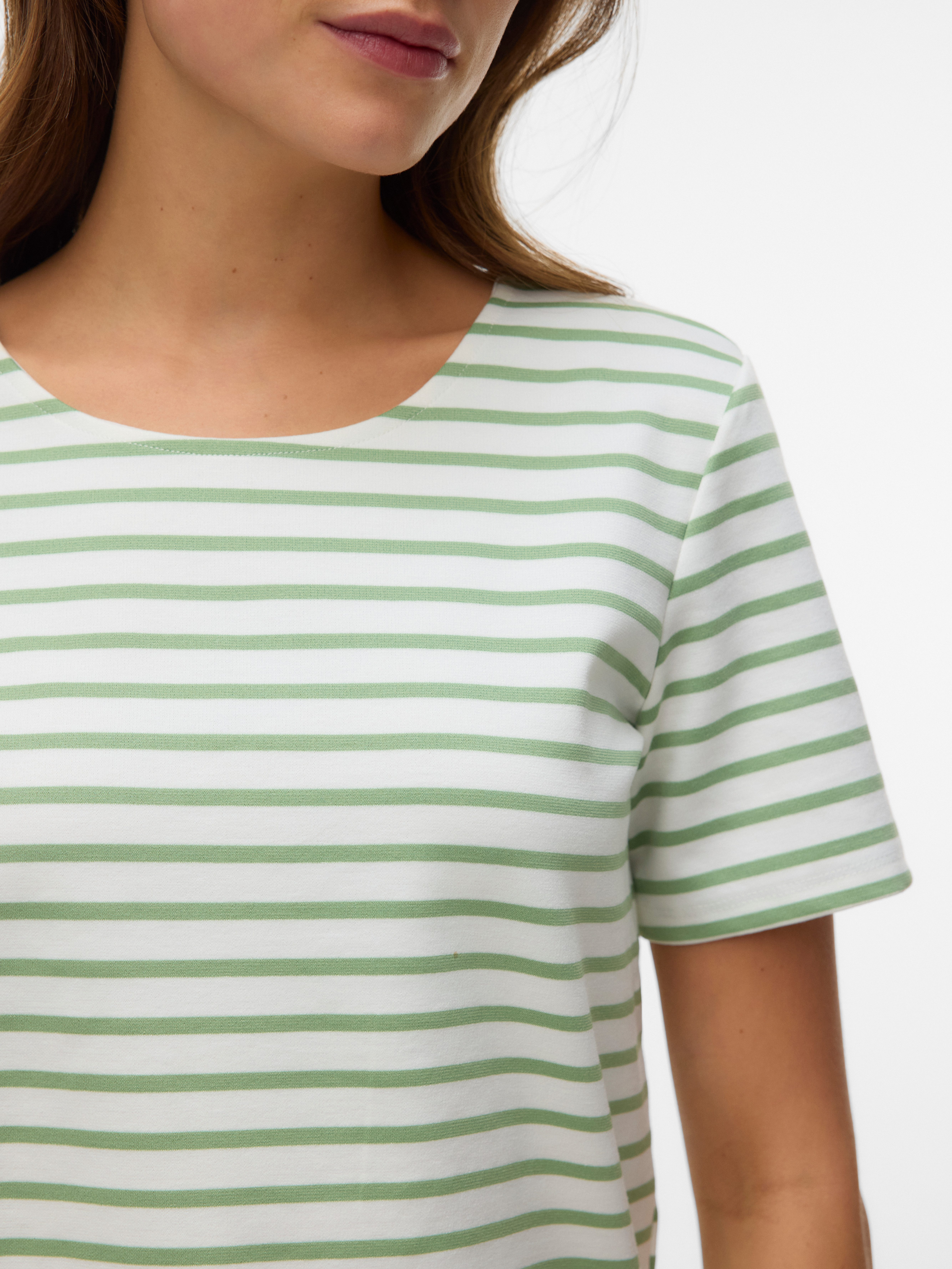 Vero Moda Rundhalsshirt VMABBY SS ZIP TOP JRS NOOS Materialmix, regular fit – Bild 3 von 5