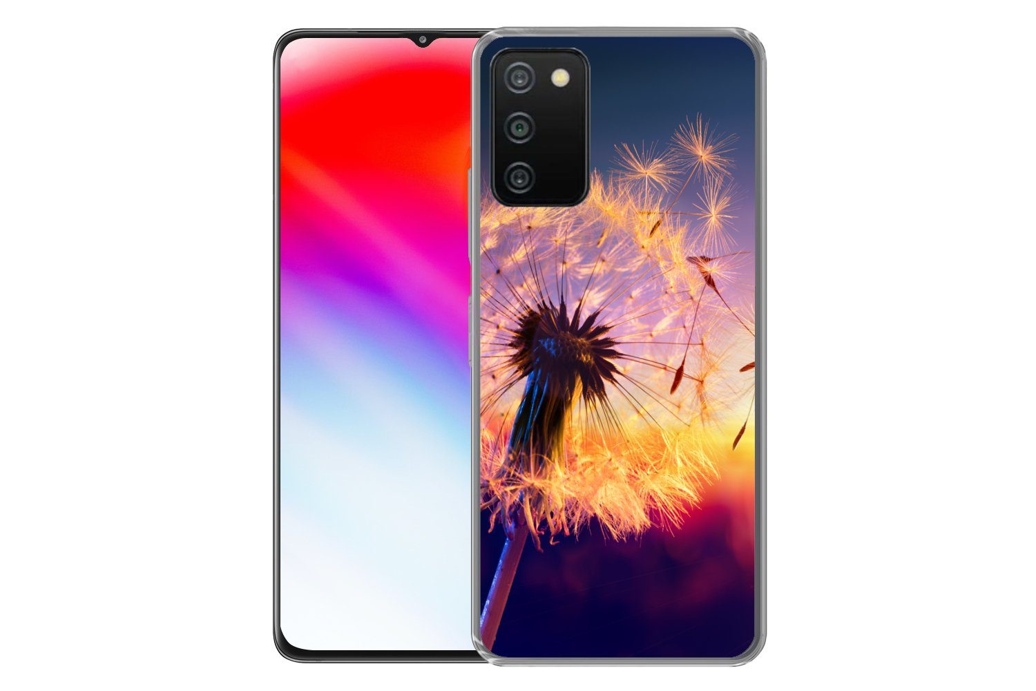 MuchoWow Handyhülle für Samsung Galaxy A03s Löwenzahn - Blumen - Sonnenuntergang - Horizon, Smartphone-Bumper, Print, Handy Schutzhülle Dünn