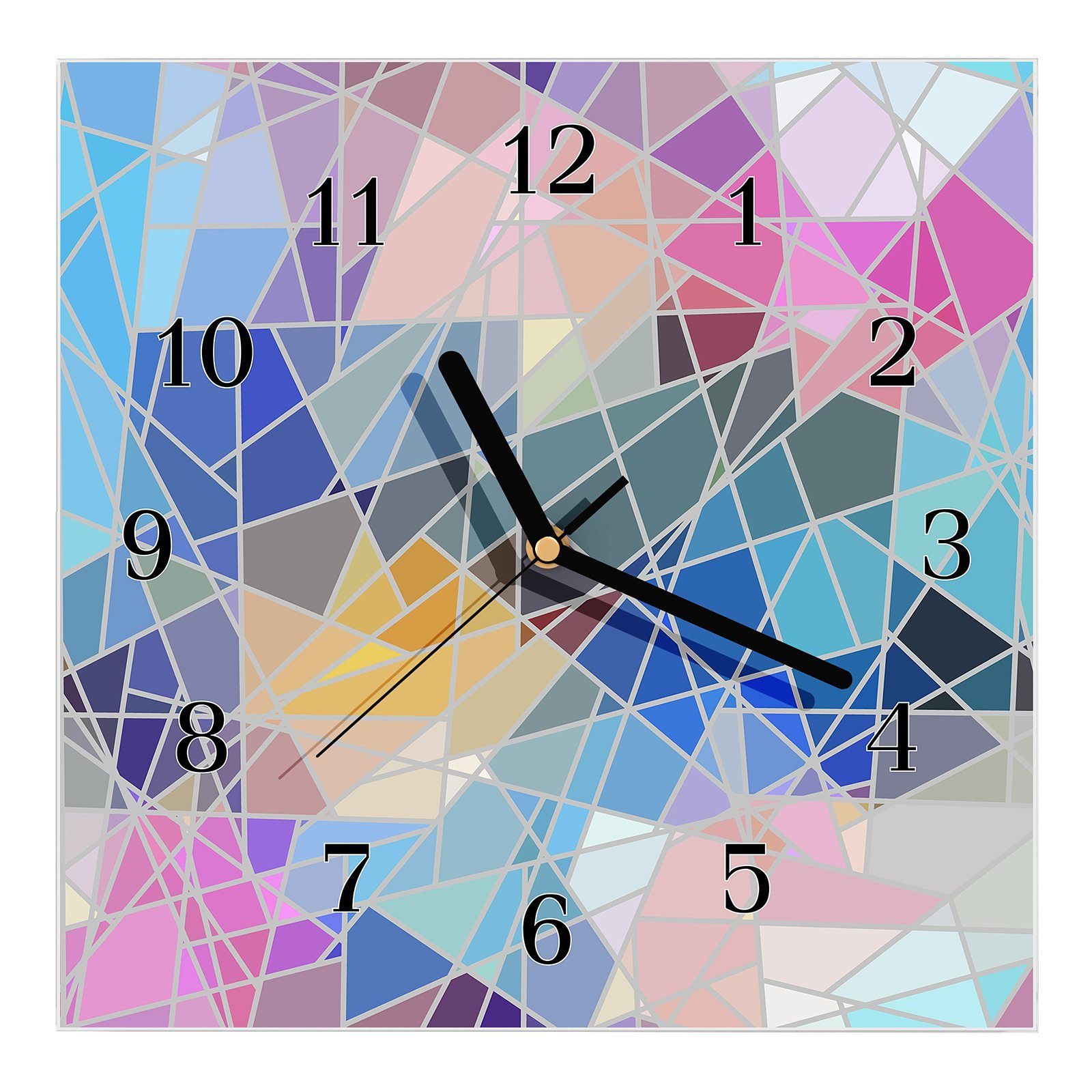Primedeco Wanduhr Glasuhr Wanduhr Wandkunst Formen x mit Größe Geometrische bunte 30 Motiv cm 30