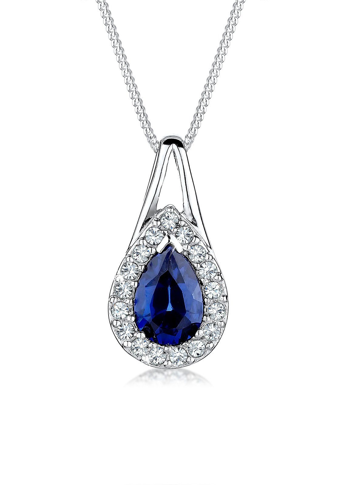 Elli Collierkettchen Tropfen Synthetischer Saphir Blau 925 Sterling Silber