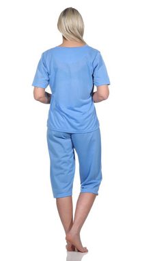 EloModa Pyjama Damen Capri Pyjama mit kurzen Ärmeln; Gr. M L XL XXL (2 tlg)