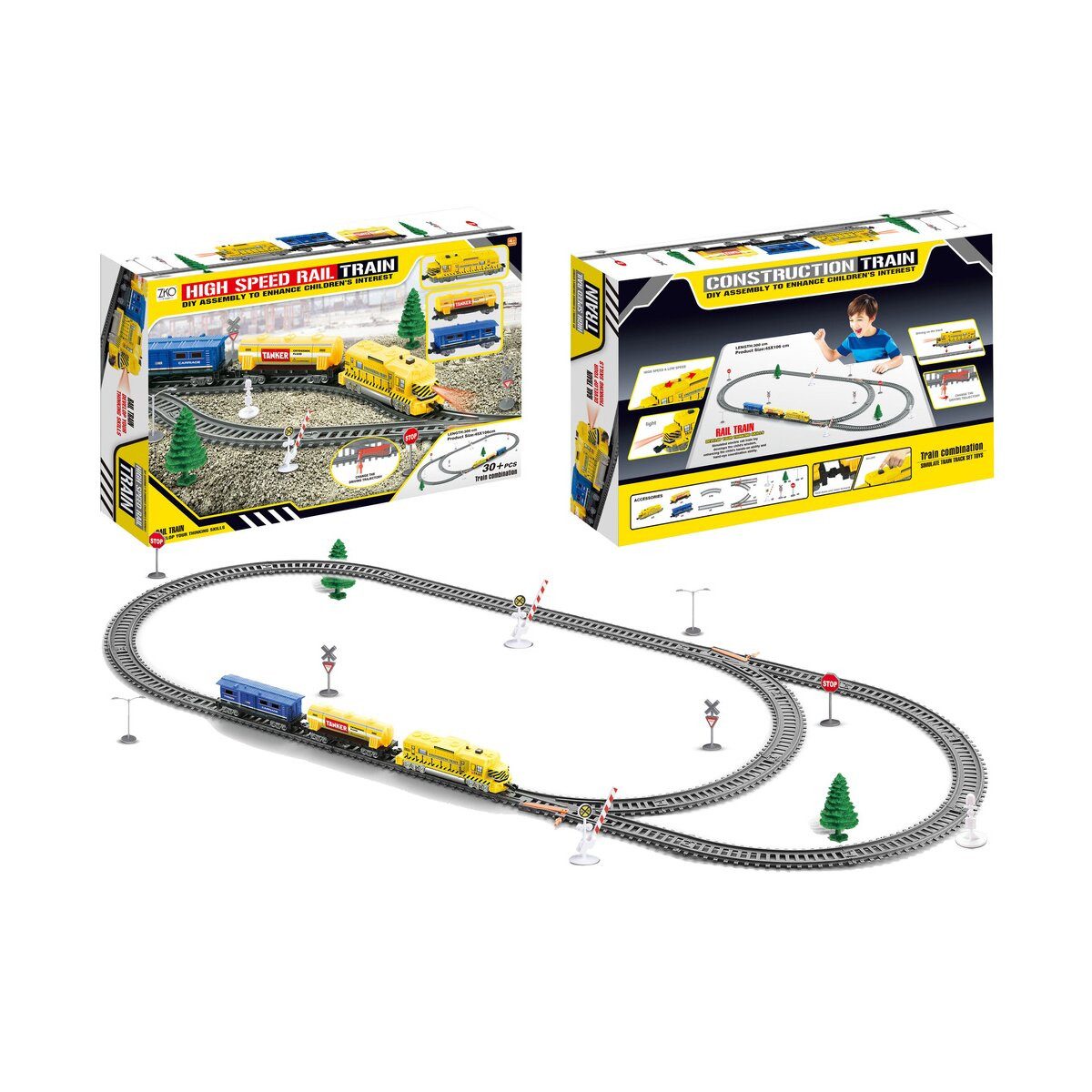 Wisam Lernspielzeug Elektrischer Zug + Gleise Für Eisenbahnfans Züge mit zwei
