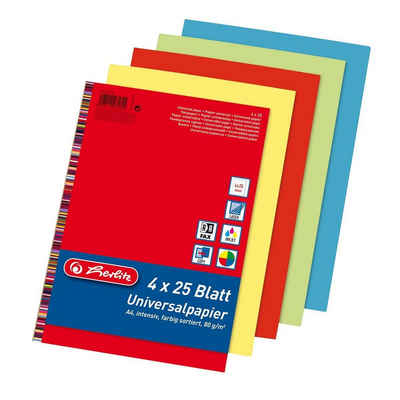 Herlitz Drucker- und Kopierpapier 100 Blatt farbiges Herlitz Druckerpapier / 4 verschiedene intensivfarb