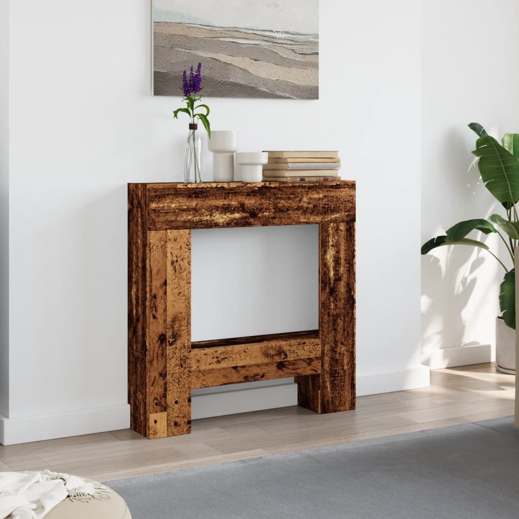 vidaXL Bodenschutzplatte NA Kaminumrandung Altholz-Optik 81x18x82 cm für Elektrokamine dekorati