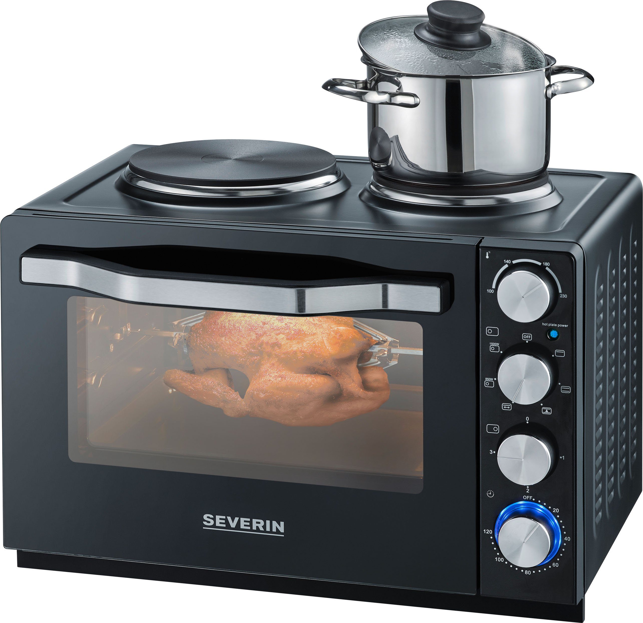 Severin Multiofen Back- und Toastofen mit Kochplatten TO 2065, 30 l